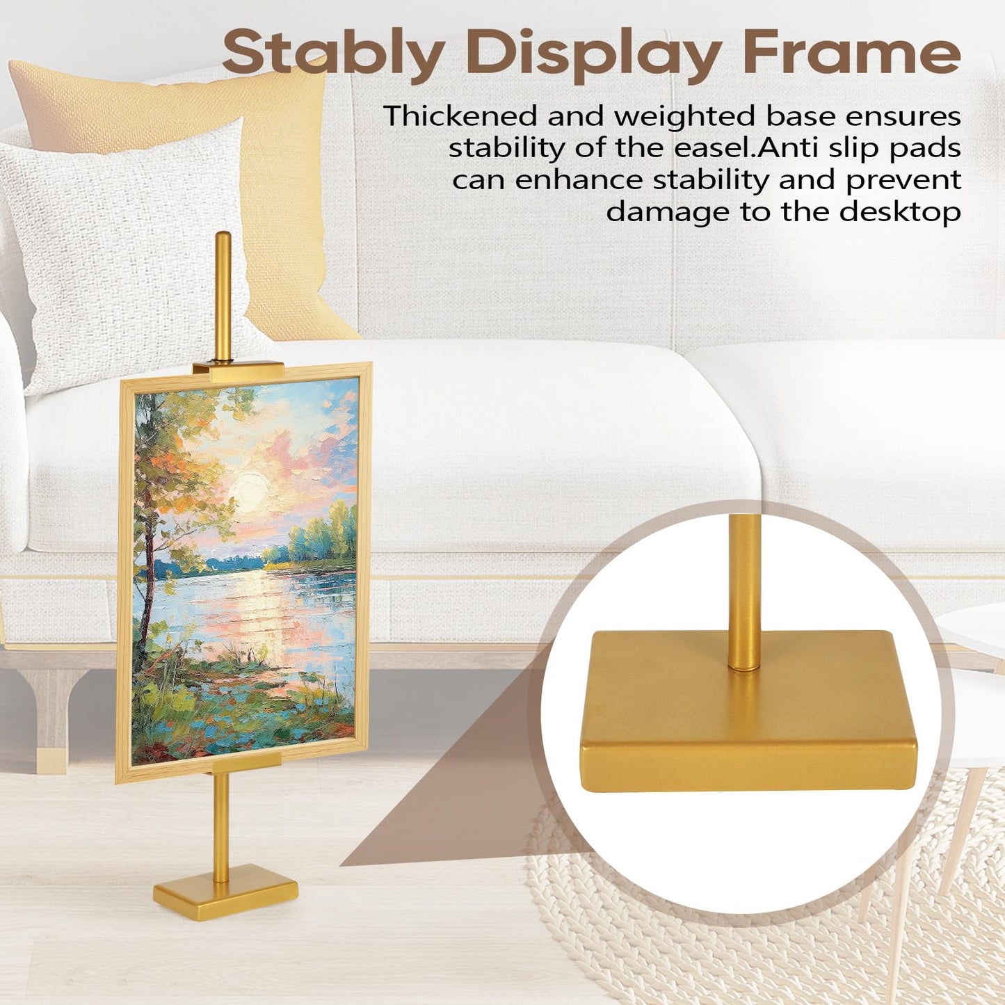 dakewang 1pcs Adjustable Tabletop Easel Stand for Picture Frames, Picture Easels for Display, Gold Easel, Picture Frame Stand, Adjustable Art Easel.(18inch,Gold)