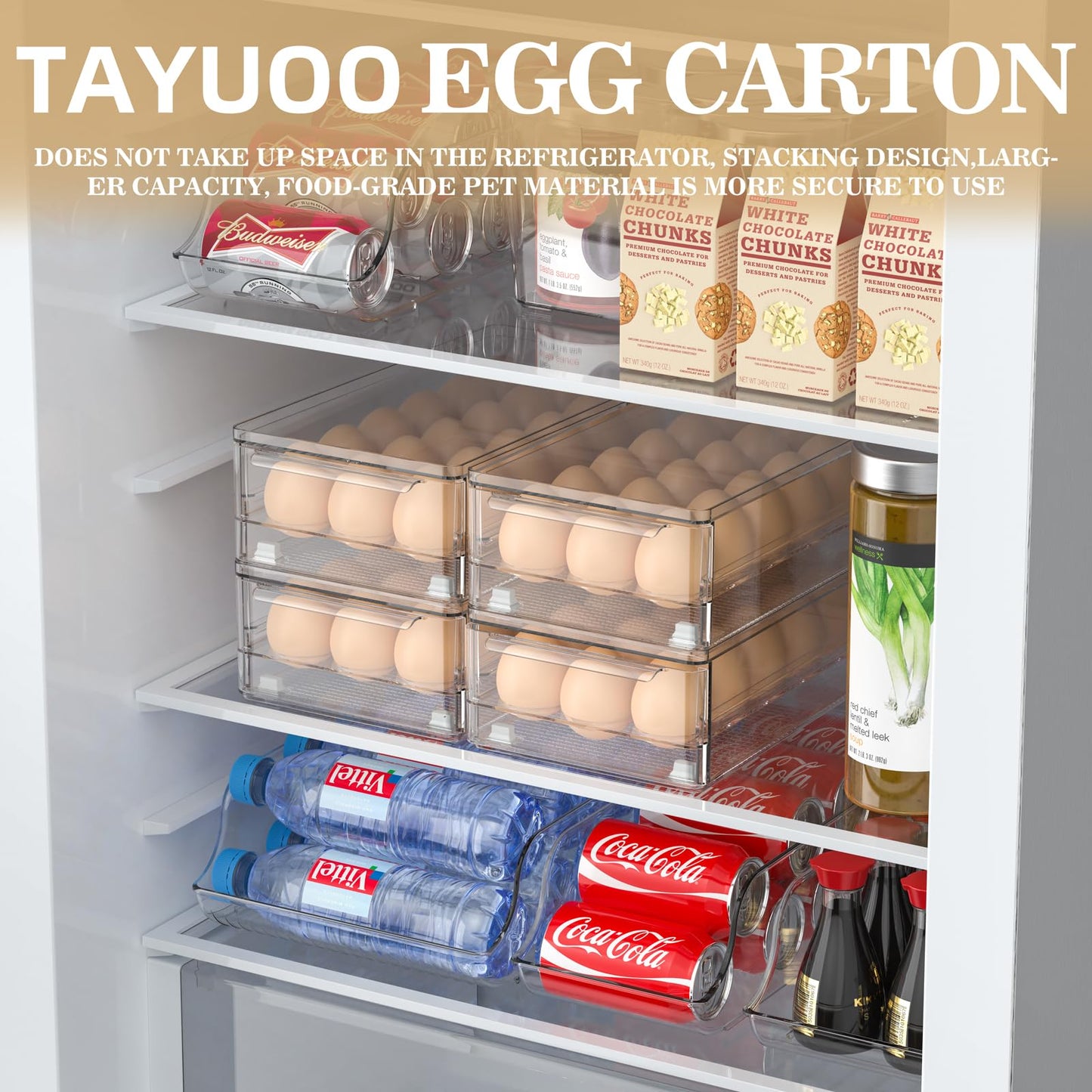 TAYUOO Acrylic Egg Box Transparent 18 and 36 Pack Storage for Refrigerator Kitchen Storage Size: 13.3 * 4.7 * 3.9 inches (1 pack)