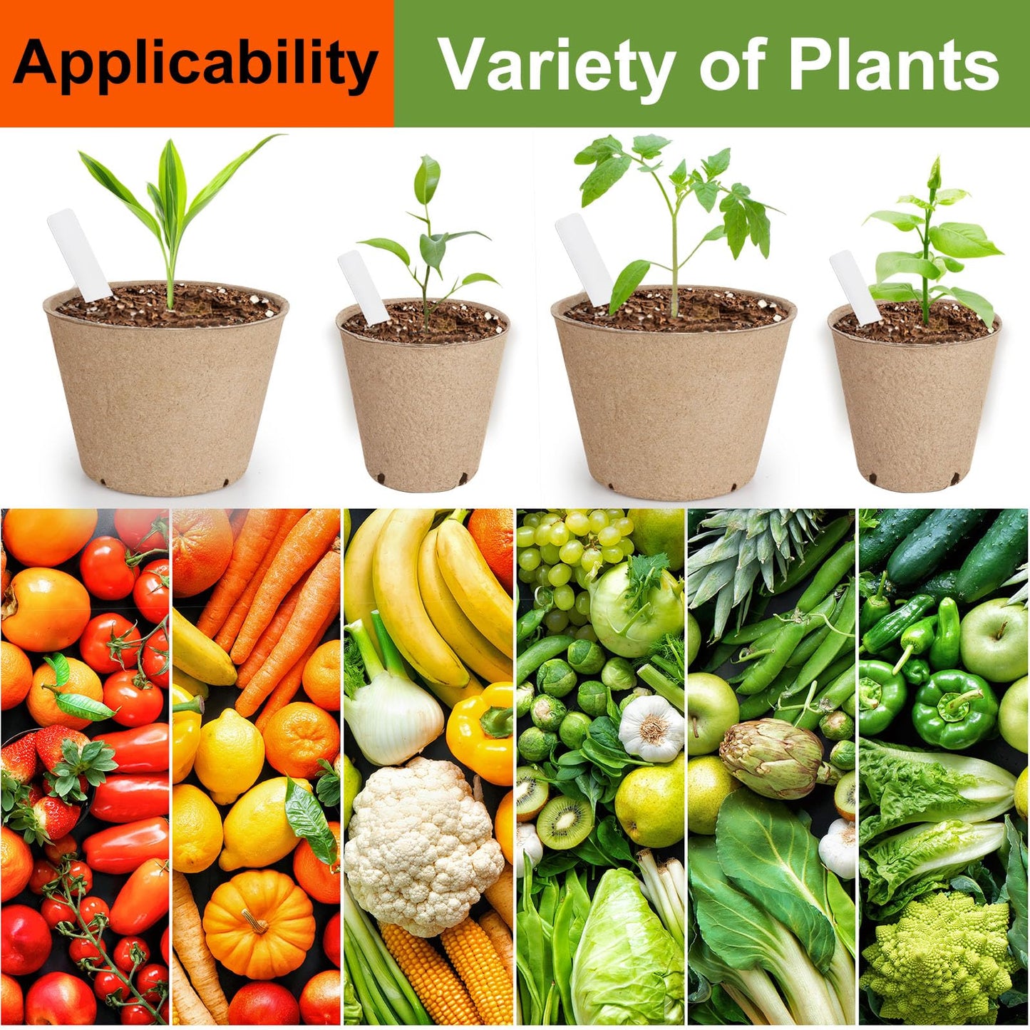 130 Pack Organic Peat Pots, 4 Inch Plant Starter Round Nursery Pot with Drainage Holes, Seedling Nursery Box, Seed Starting Tray, Bulk Garden Germination Paper Pulp Container with 130 Plant Labels