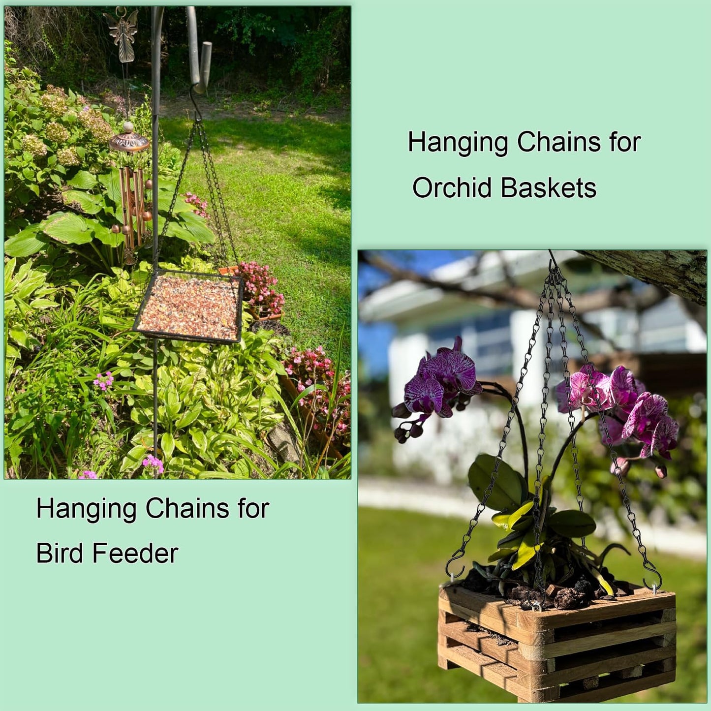 Heybe Hanging Baskets Chains 16 Inches 4 Leads Hanging Chains with S Hooks, Flower Pot Hanger Replacement Plant Hangers for Planters and Lanterns, Pack of 3