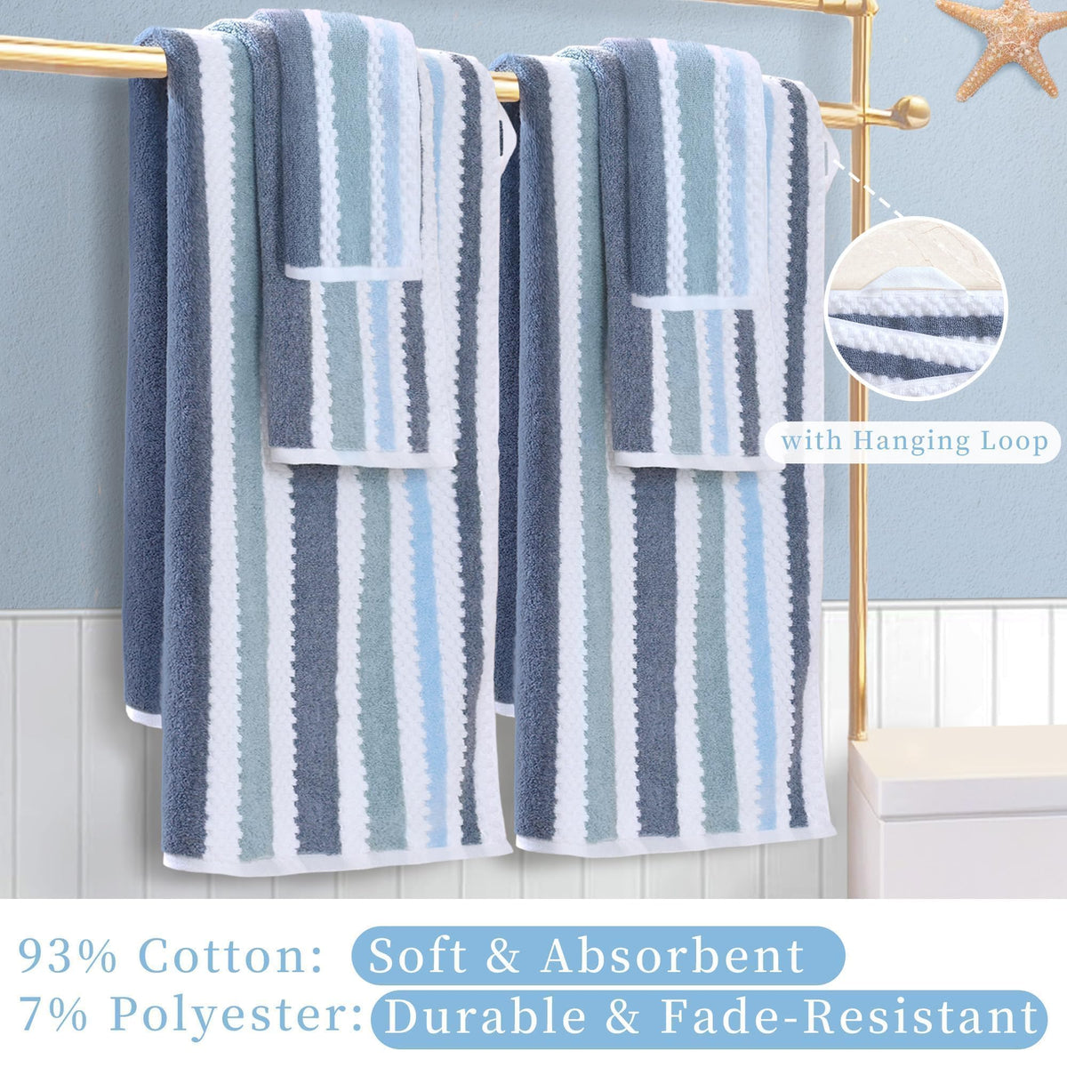 Stripe 6PC Towel Set (6 Count)