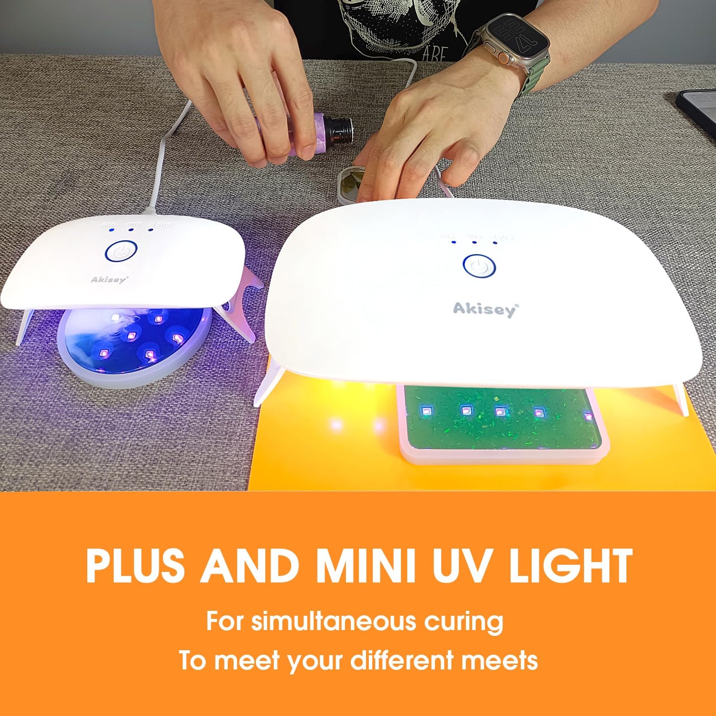 Akisey 2 Pack UV Light for Resin - Large Size Foldable UV Resin Light & Portable Mini Lamp for Resin Molds Curing, Jewelry Making, DIY Craft, Fast Curing & Timing Function