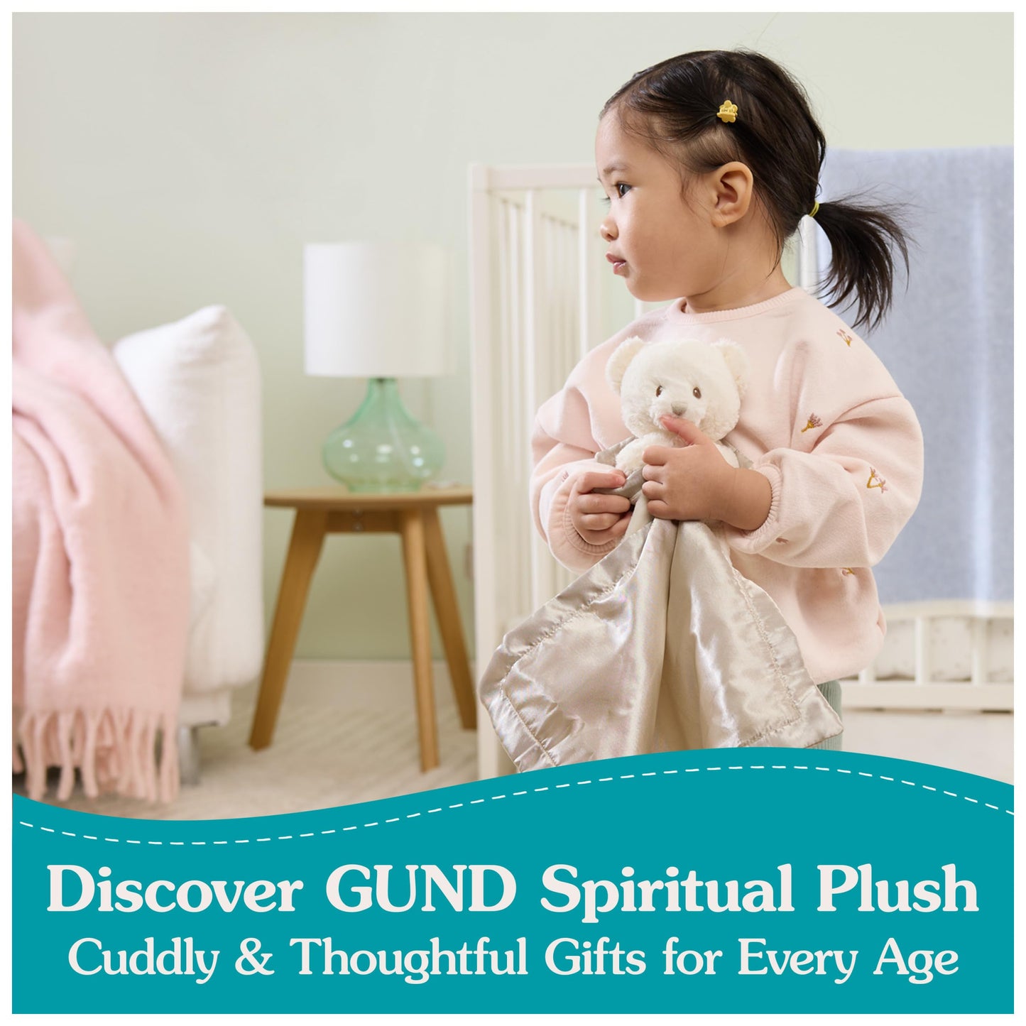 GUND Animated Goodnight Prayer Bear, Spiritual Plush Teddy Bear, Sensory Toy Stuffed Animal for Ages 0 and Up, Cream, 11"