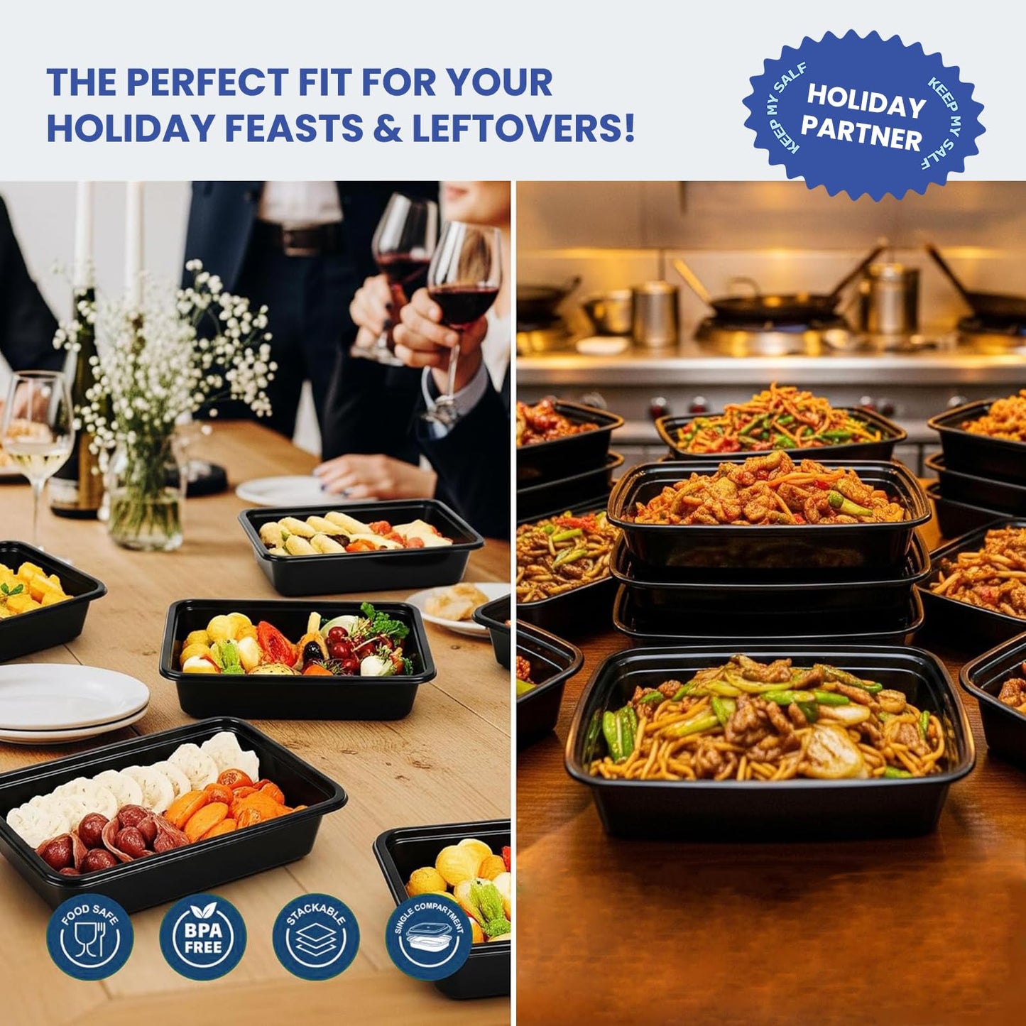 Eco Maicoco 38oz Meal Prep Containers 15 Pack, BPA Free Food Storage Containers with Lids Reusable Stackable, Microwave/Dishwasher/Freezer Safe To Go Food Containers