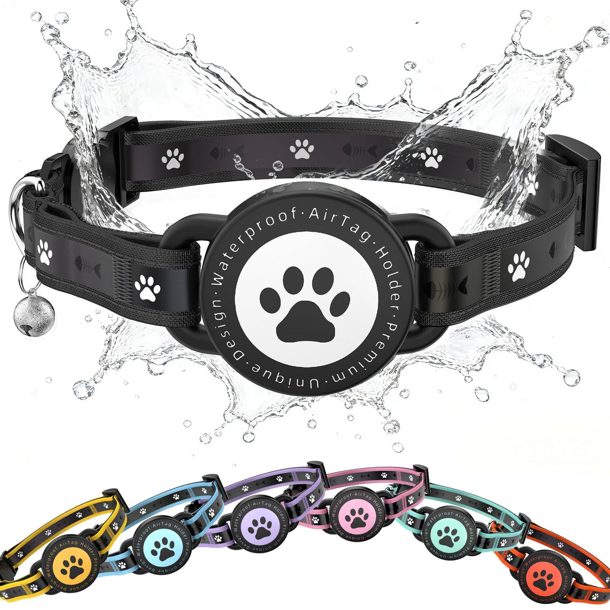 Airtag Cat Collar Breakaway, Reflective Cat Collar with AirTag Holder and Bell, Compatible with Apple Air Tag, Comfortable Padding, Adjustable, Durable (Turquoise, XS)
