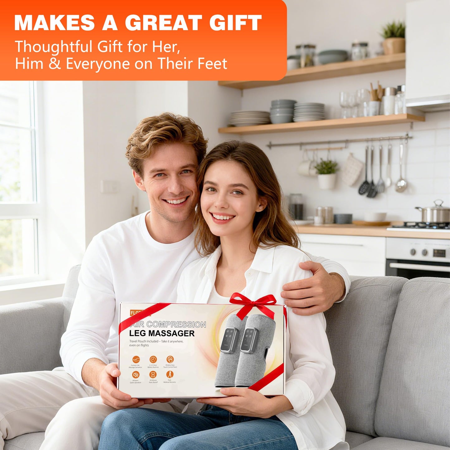 FLORAVIC Mother Gifts for Daily Pain & Comfort Use, Cordless Leg Massager with Heat, Calf Massager with Adjustable Wraps, Relaxing Gifts for Women, Him, Her, Dad, Runner & Seniors