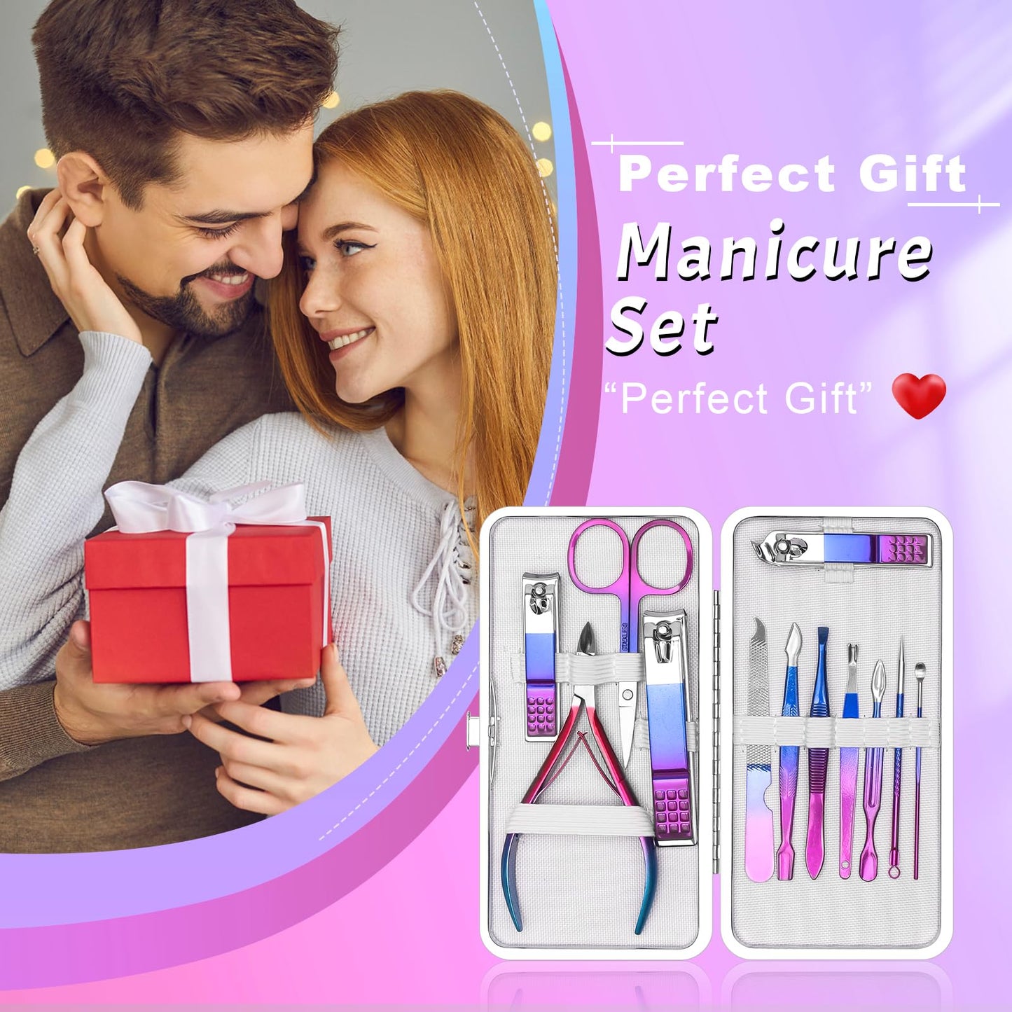 CGBE 12Pcs Manicure Set Nail Clippers Pedicure Kit Men Women Grooming kit Manicure Professional Nail Care Tools Gift with Luxurious Travel Case