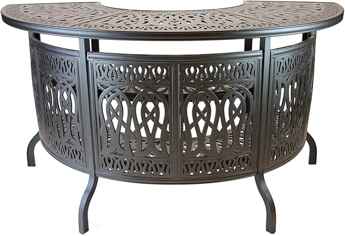 Elizabeth Cast Aluminum Powder Coated 5pc Party Bar Set with Party Bar Table - Antique Bronze