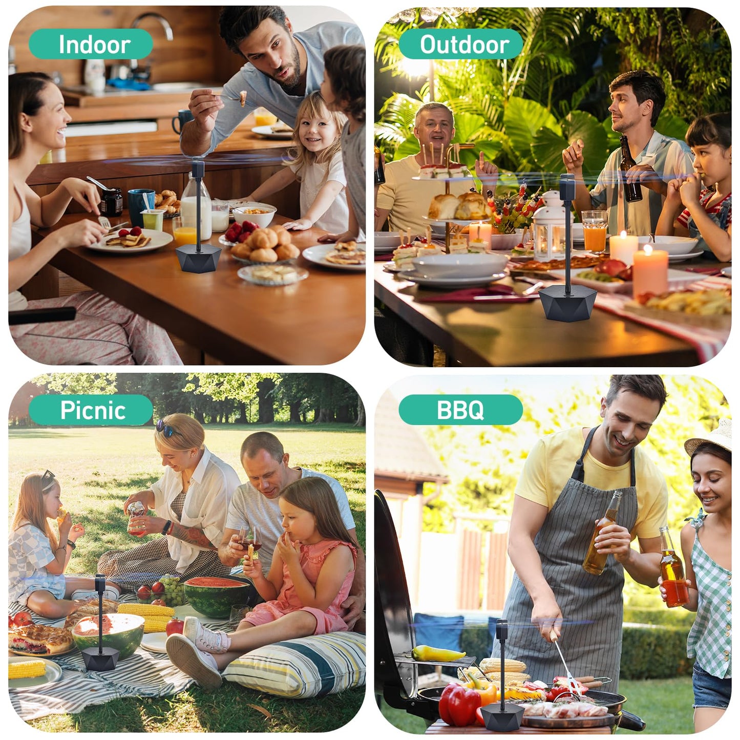GUIDOT Fly Bug Fans for Food Tables, Fly Control Spinner Table Top Keep Flies Away from Patio Picnic Party Restaurant Kitchen Camping and BBQ