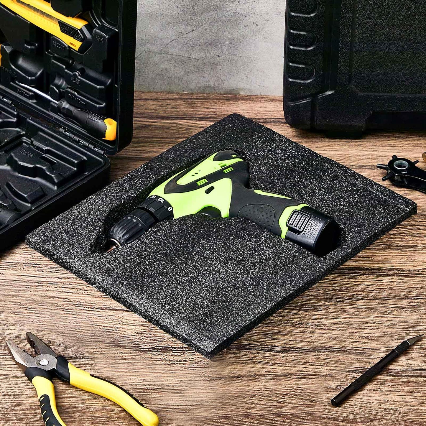 Hoolerry 2 Pcs Customizable Polyethylene Foam Packing Inserts for Cases Thick Polyethylene Cuttable Foam Sheet for Tool Box, Camera, Crafts, Storage and Crafts (12" X 10" X 0.5",Black)