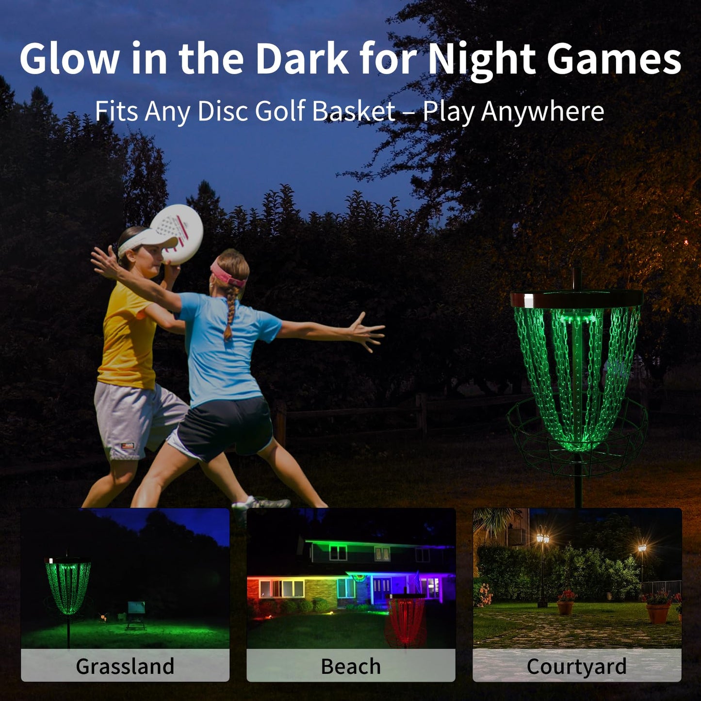 Disc Golf Basket Sensor Light | Automatic Sensor Lighting + Automatic Color-Changing Function | Compatible with Universal Disc Golf Baskets (40MM)