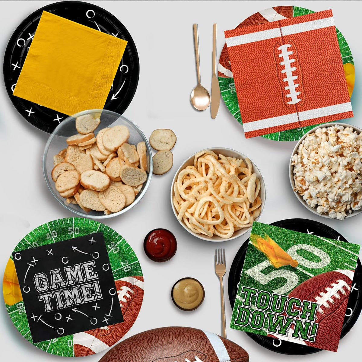 96-Pack Football Party Supplies - 48 Luncheon & 48 Cocktail Napkins | 3-Ply, Disposable, for Tailgate & Birthday Decorations