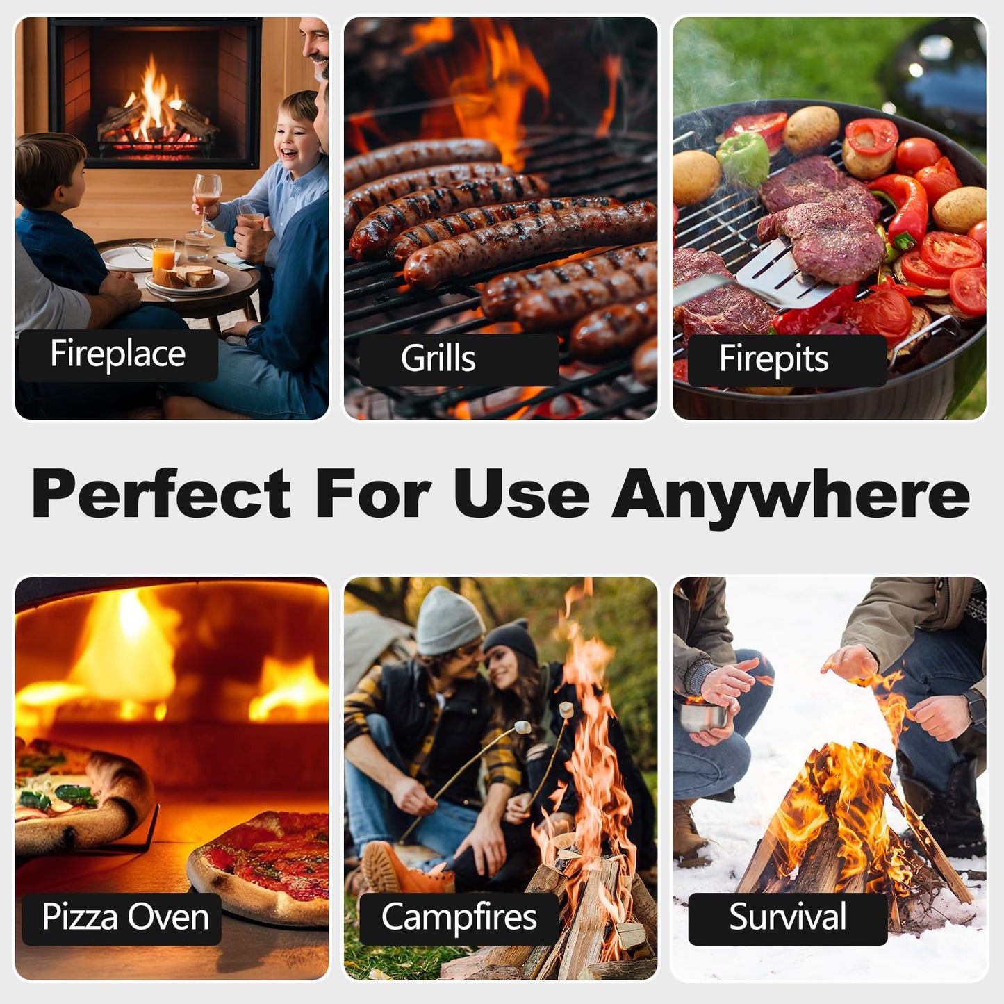WABUPD 110 Pcs Fire Starter - Natural Fire Starters for Fireplace, Pellet Stove, BBQ, Pizza Oven, Fire Pit &Chimney, Fire Starters for Grill, Charcoal Starter