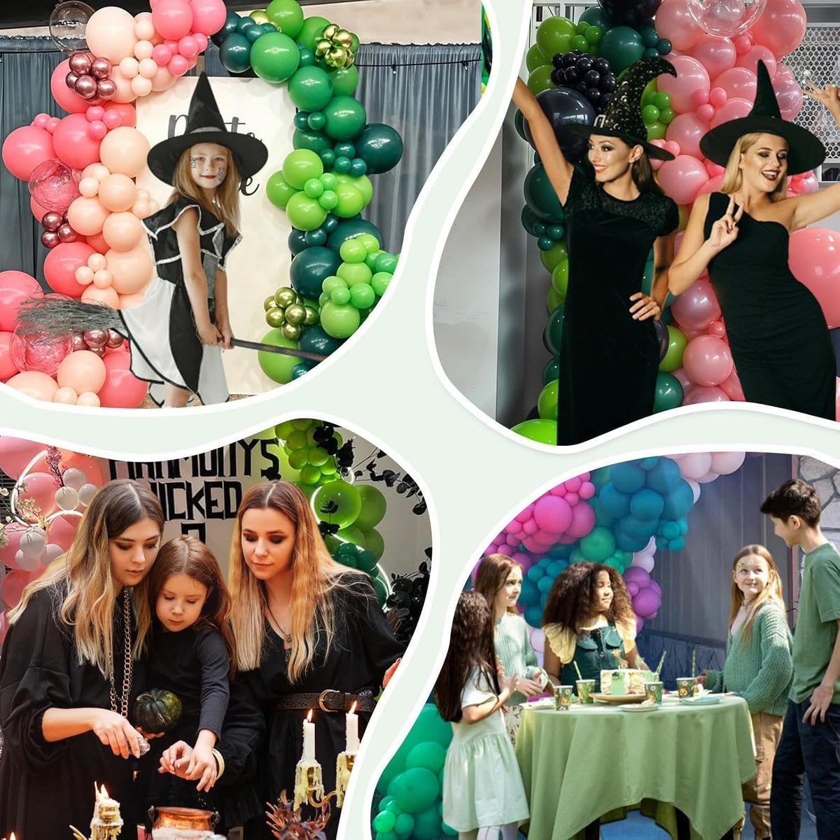 Pink Green Balloons, Pink Green Black Yellow Balloons for Theatre Party Themed Birthday Baby Shower Supplies Party Decorations
