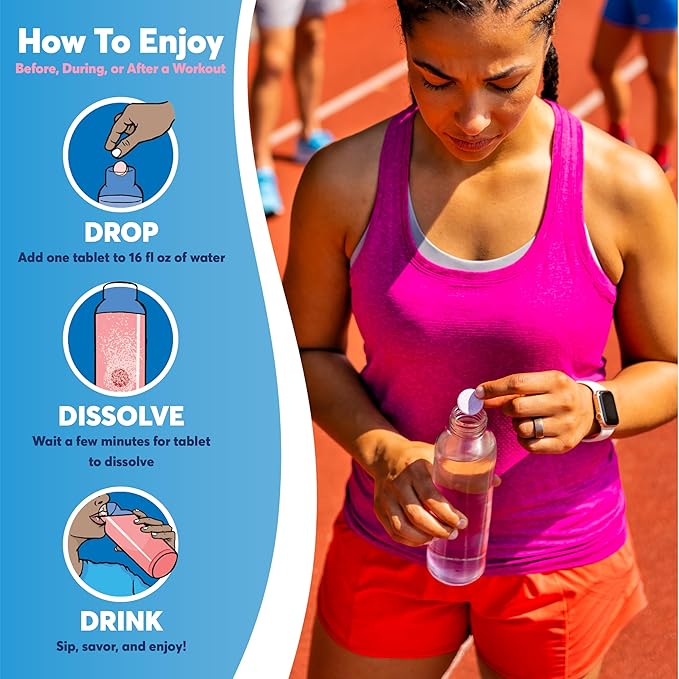 Nuun Sport Electrolyte Tablets with Magnesium, Calcium, Potassium, Chloride & Sodium, Gluten Free & Vegan, Strawberry Lemonade, 8 Pack (80 Servings Total)
