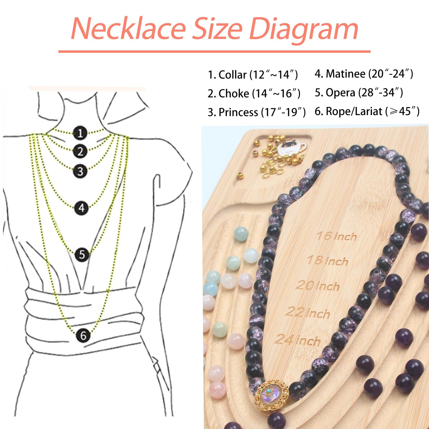 Bead Board for Jewelry Making, Bamboo Beading Tray Design Mat for Necklaces, Bracelets, and Crafts. Portable Bracelet Sizer Jewelry Making Supplies