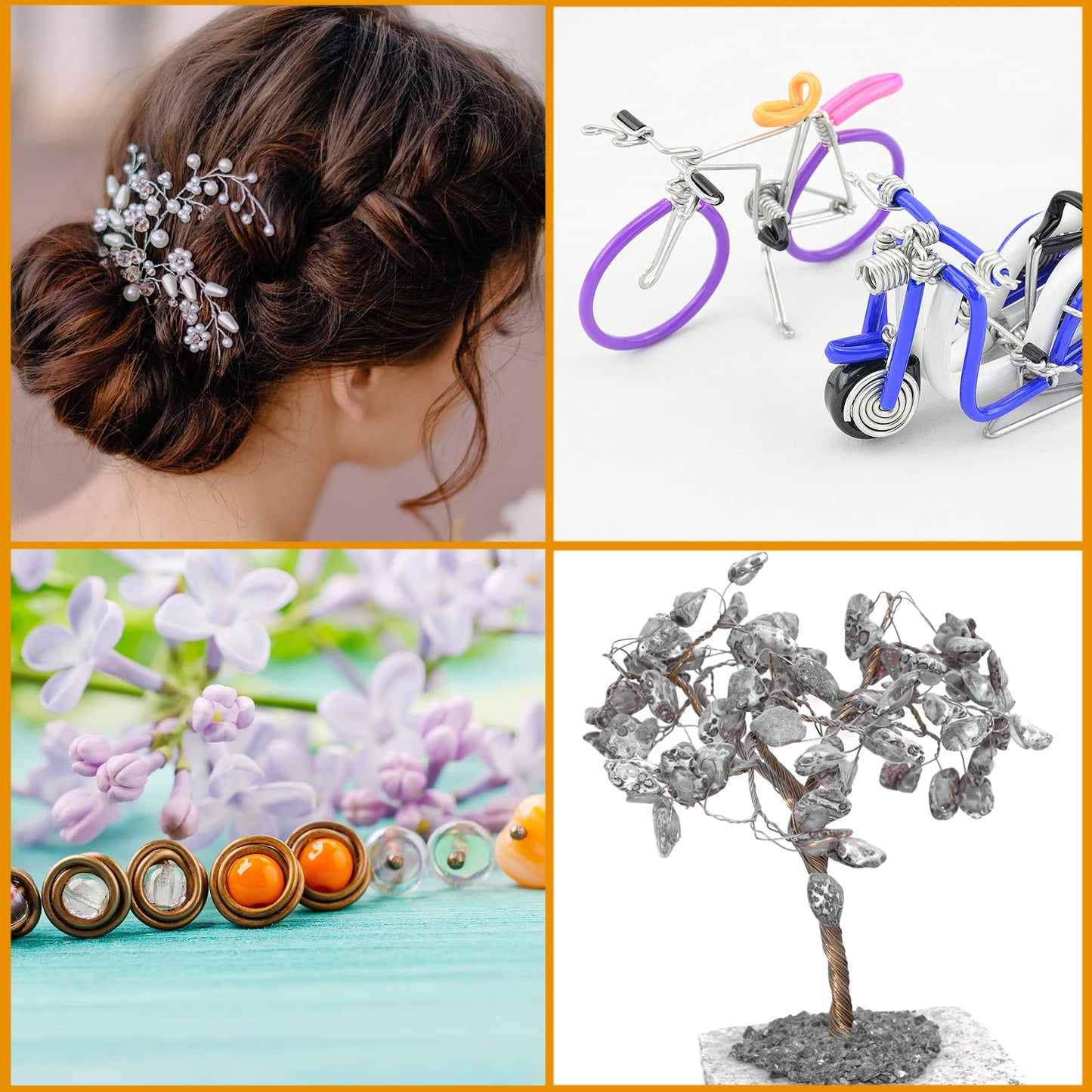 Funrous 5 Rolls 5 Size Jewelry Wire 18, 20, 22, 24, 26 Gauge Copper Wire Kit Jewelry Beading Bendable Craft Metal for Making Crafts, Sculpting with a Pliers(Silver)