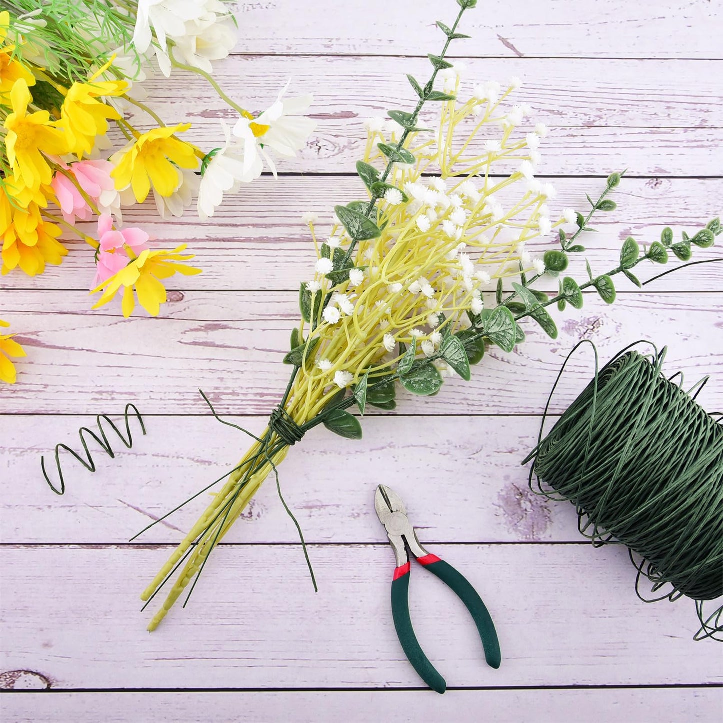 Hapeper Dark Green Floral Wire and Twist Tie, 656 Feet for Bouquets, Wreaths, Crowns, Christmas, Wedding Decoration