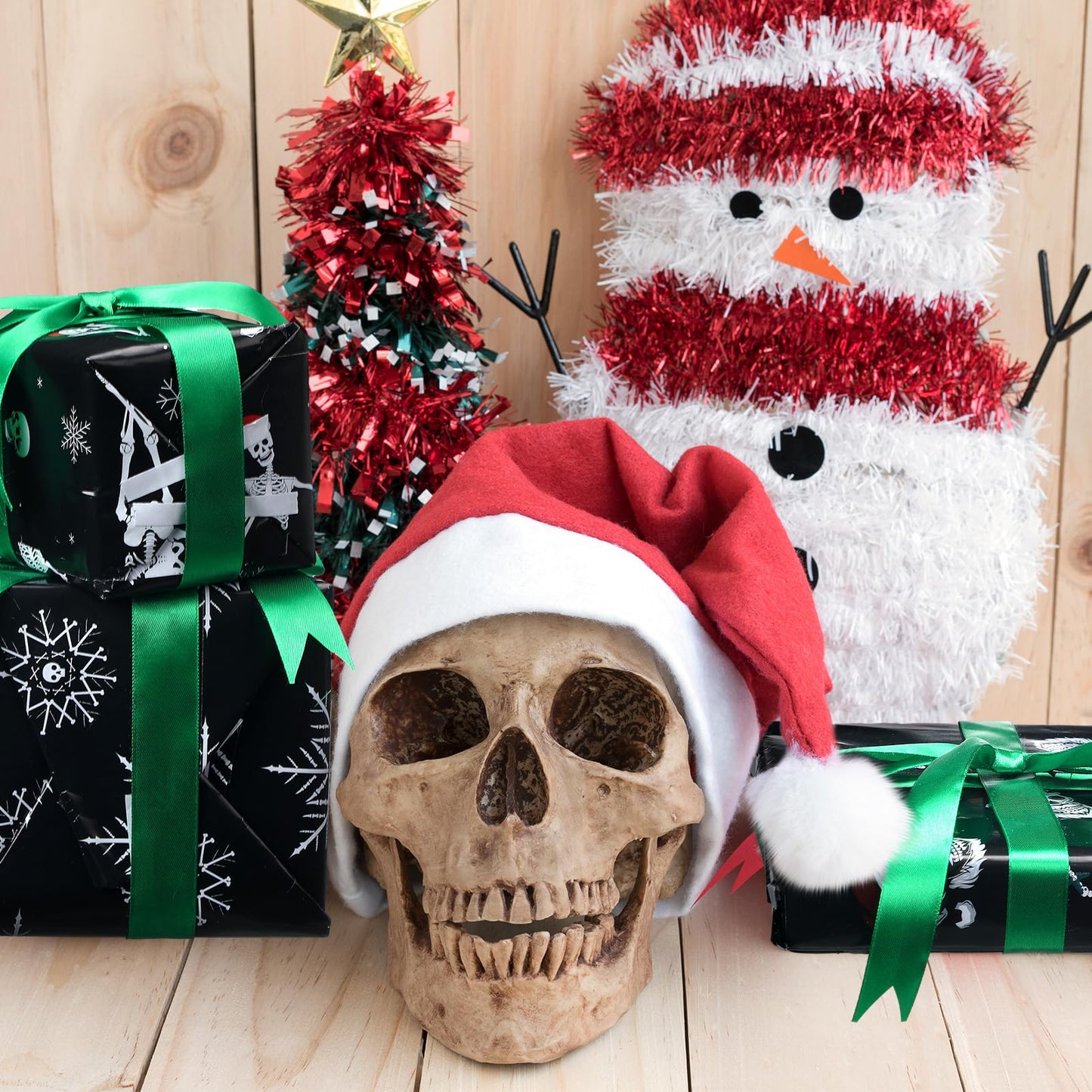 Watersay 12 Pcs Gothic Christmas Wrapping Paper Skeleton Skull Christmas Wrapping Paper Gift Wrap Skull Snowflake Wrap Decoration for Xmas Gift Arts Crafts