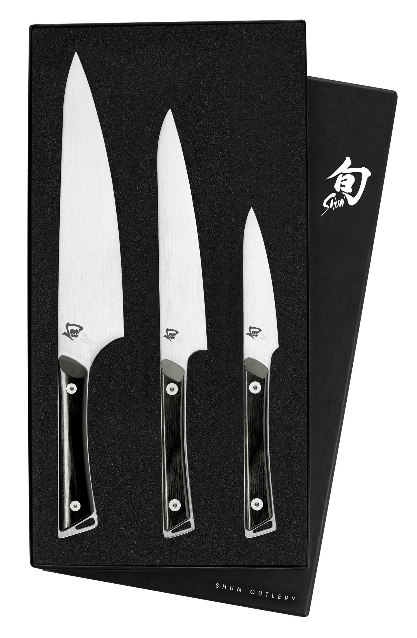 Shun Kazahana 3 Piece Starter Set, Includes 8" Chef, 6" Utility and 3.5" Paring Knives, Handcrafted Japanese Knife Set, AUS10A Stainless Steel Blades, Pakkawood Handles