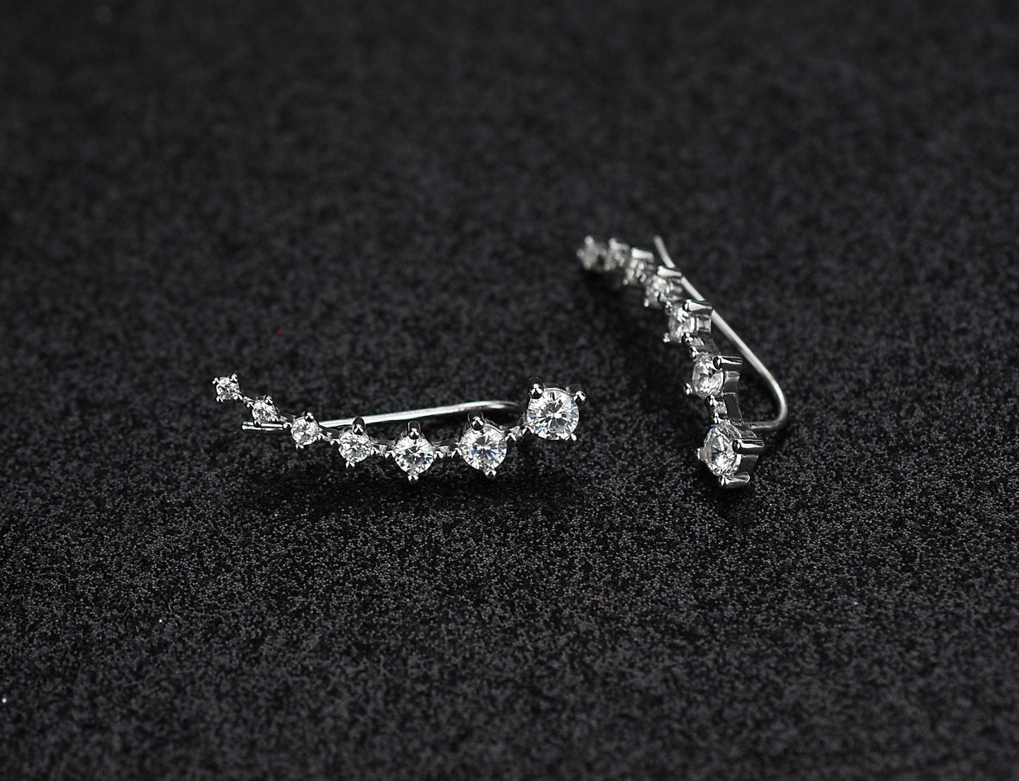 Earring for Women Cartilage 7 Crystals Ear Cuffs Hoop Climber S925 Sterling Silver Earrings with Cubic Zirconia CZ Hypoallergenic Piercing Gifts for Her