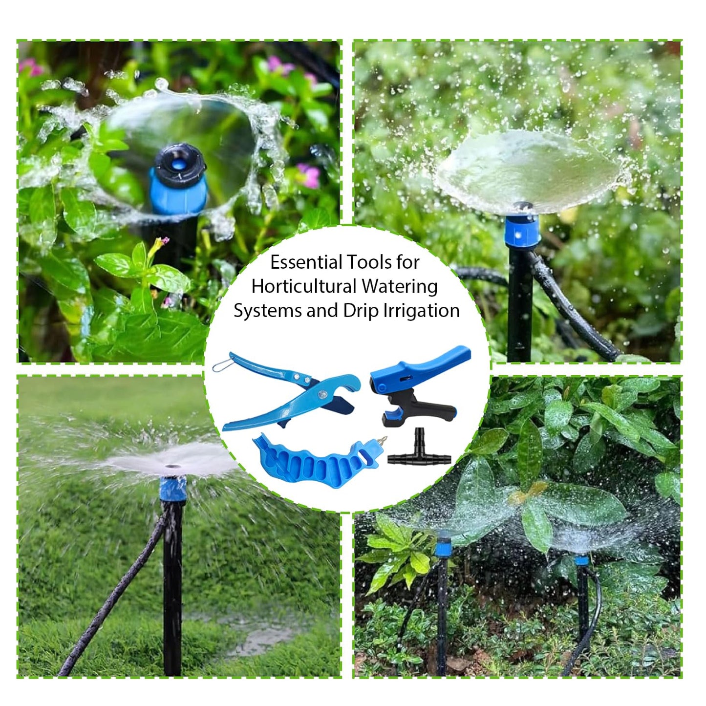 Foinco Drip Irrigation Hole Punch Tool, 2in1 Precision Sprinkler Hose Cutter, 3Pieces, Fits 16/20/25mm PE Pipe