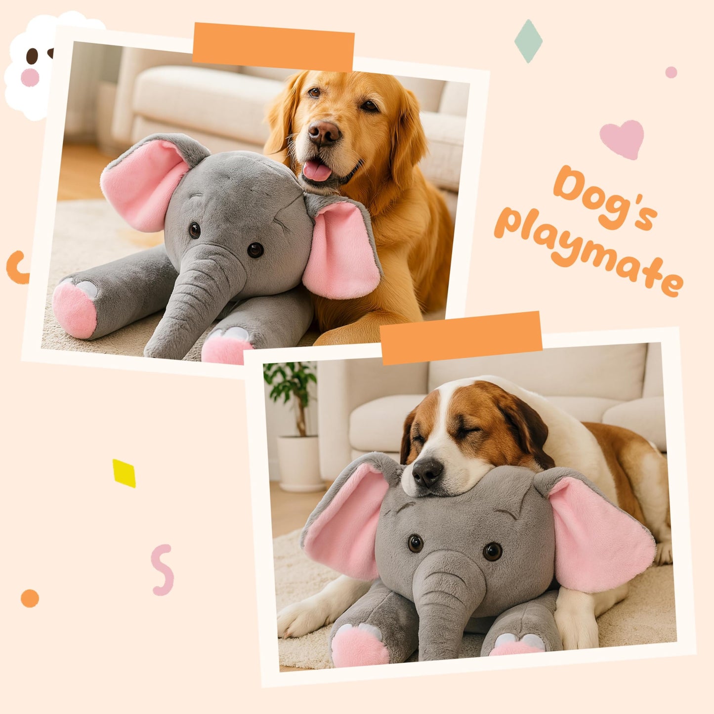 Cudhug 32" Big Elephant Stuffed Animal, Giant Grey Elephant Plush Toy Huge Size Fluffy Plushy Fat Plushie Gift for Kids