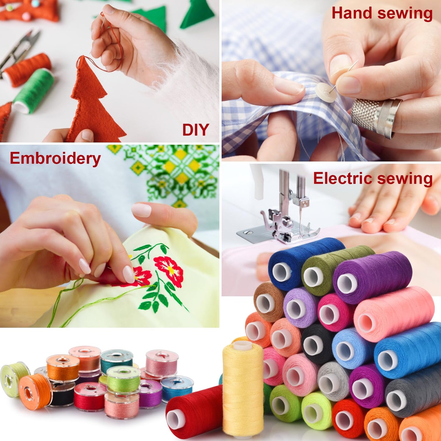 Eoehro 72pcs Sewing Thread Kit, 36 Colors Embroidery Thread, Prewound Bobbins, Sewing Machine Threads,400 Yards per Spool Polyester Thread for Sewing Embroidery Quilting