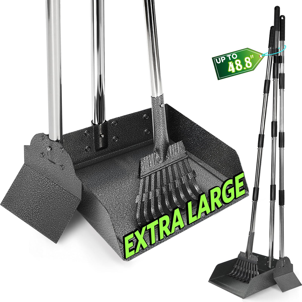 T2Y Dog Pooper Scooper for Multi-Dog Family, Long Handle Rake & Large Tray