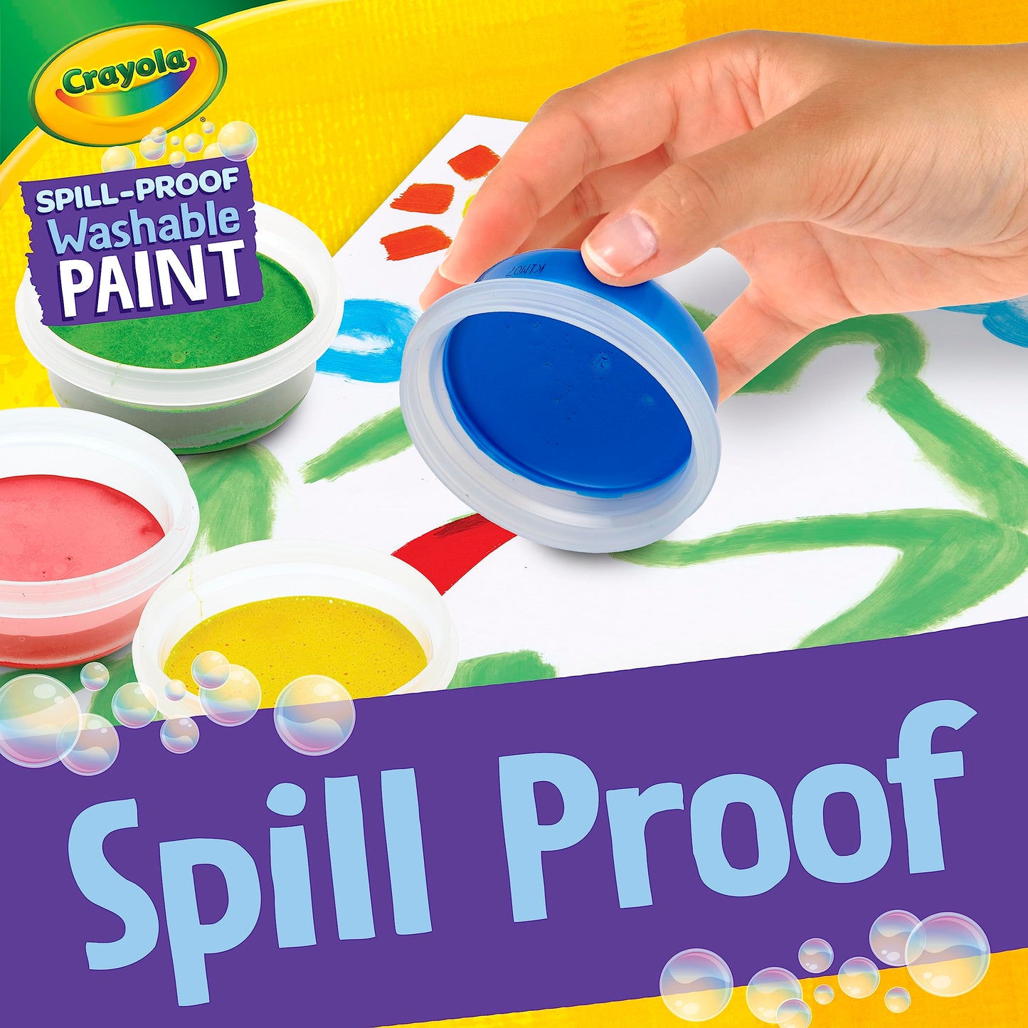 Crayola Spill Proof Paint Set - Washable Paint for Kids, Includes Paint Brush & Paper, No Drip, Less Mess Arts & Crafts, Toddler Gift, Ages 3+