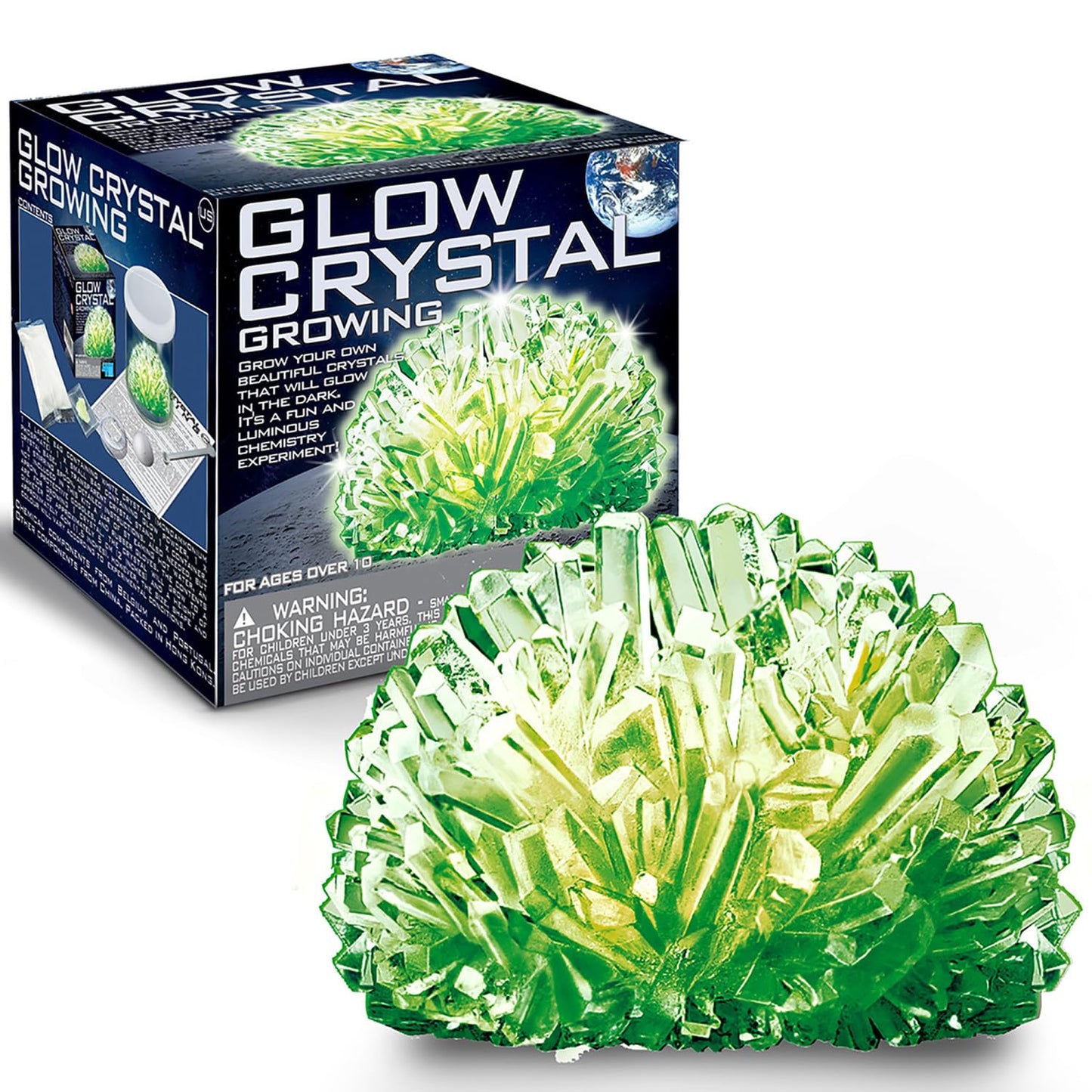 4M: Glow Crystal Growing Kit - DIY Science, Make Your Own Glow-in-The-Dark Mineral Specimen, Chemistry Set, Geology Experiment, STEM Project, Kids 10+