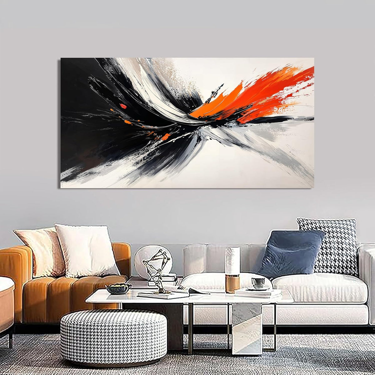 Canvas Abstract Wall Art Decor Black and White Wall Art Decorations Large Modern Wall Art Prints Abstract Canvas Art Wall Decor Wall Art Pictures for Living Room Artwork for Walls Home Room Decor 24"X48"