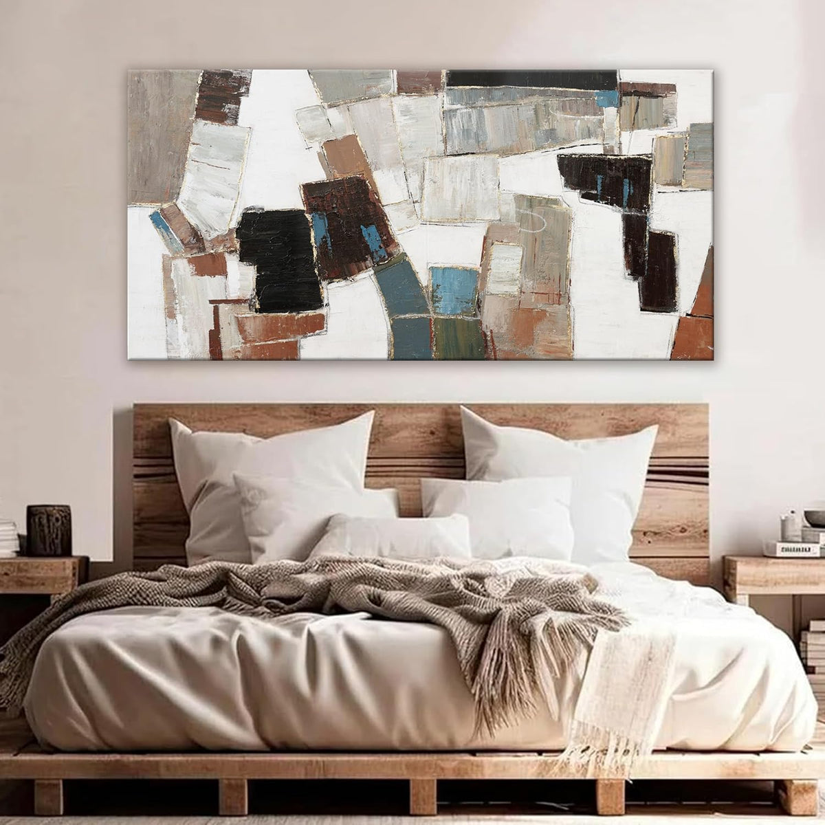 Dimpaga Abstract Wall Art Pictures for Living Room Wall Decor Modern Wall Art Decor Minimalist Geometric Line Artwork for Walls Textured Wall Art Prints Bedroom Office Wall Decor 24"X48"