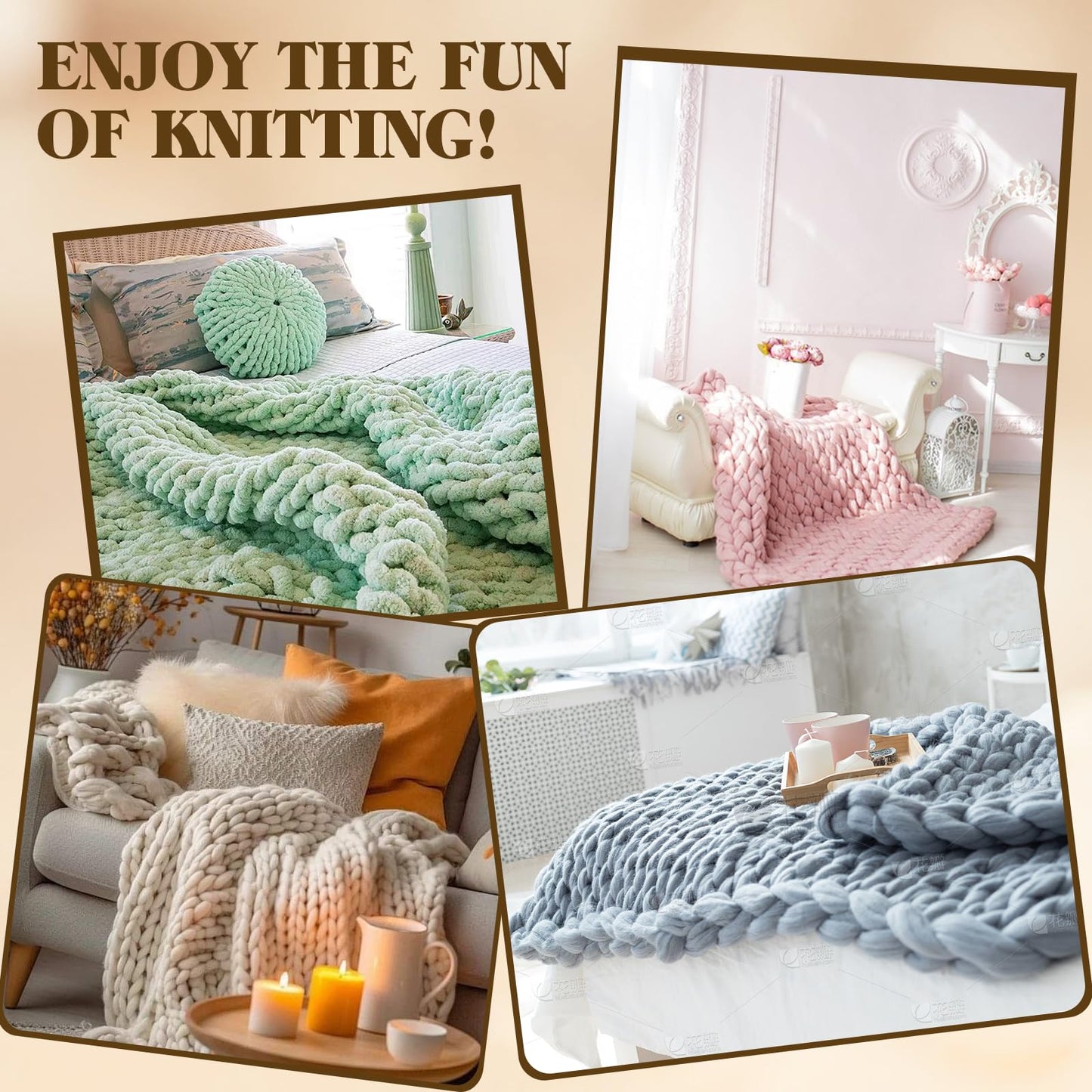 ZOCONE 46" Wooden Chunky Blanket Loom Includes Crochet Hooks, Adjustable Blanket Loom Knitting for Chunky Blanket Yarn, Hand Knitting Loom for Beginner, No Needles or Other Tools Required