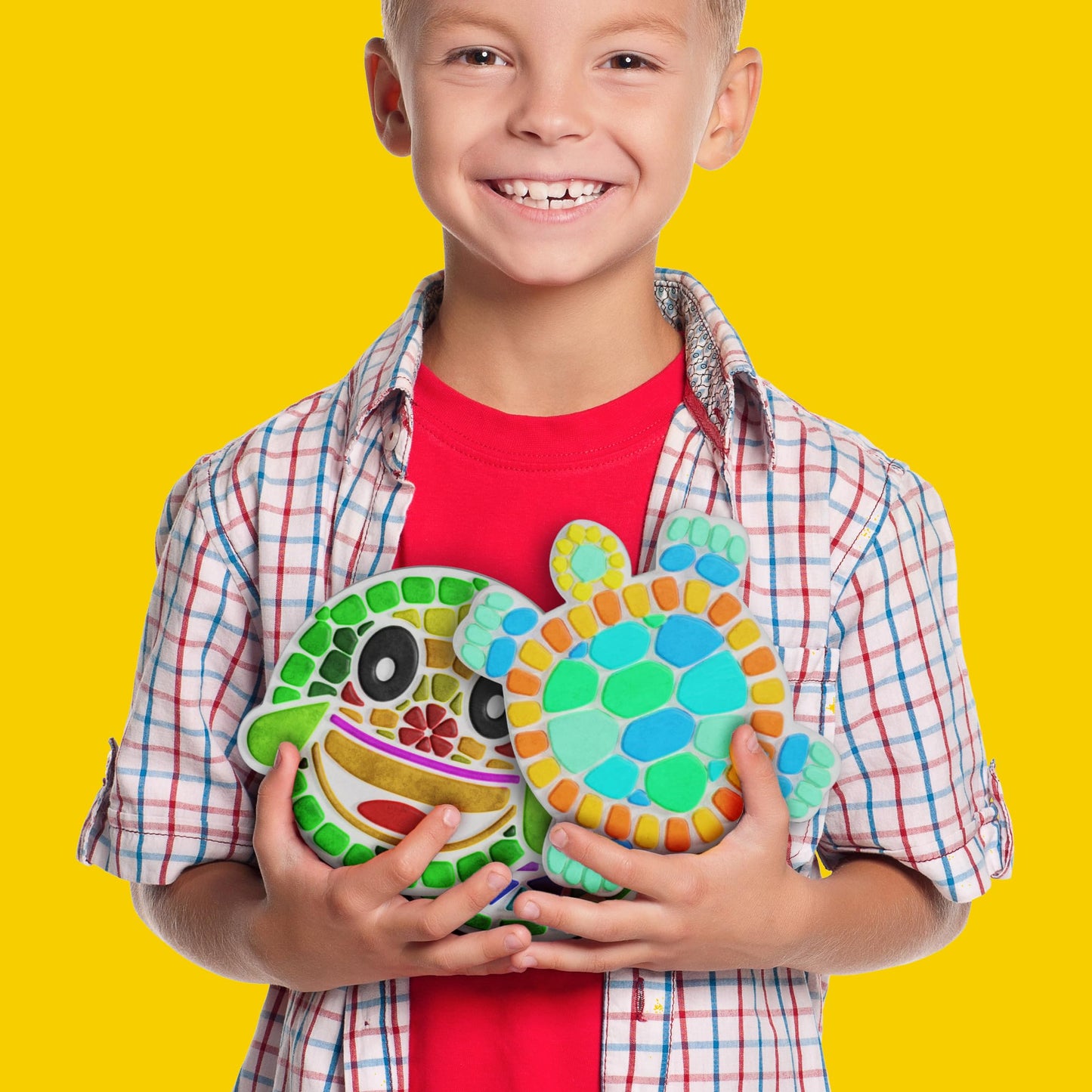 Dan&Darci Stepping Stones Painting Kit for Kids, 5 Paint Your Own Garden Stones with Paints and Brushes, Crafts for Kids Ages 6-8