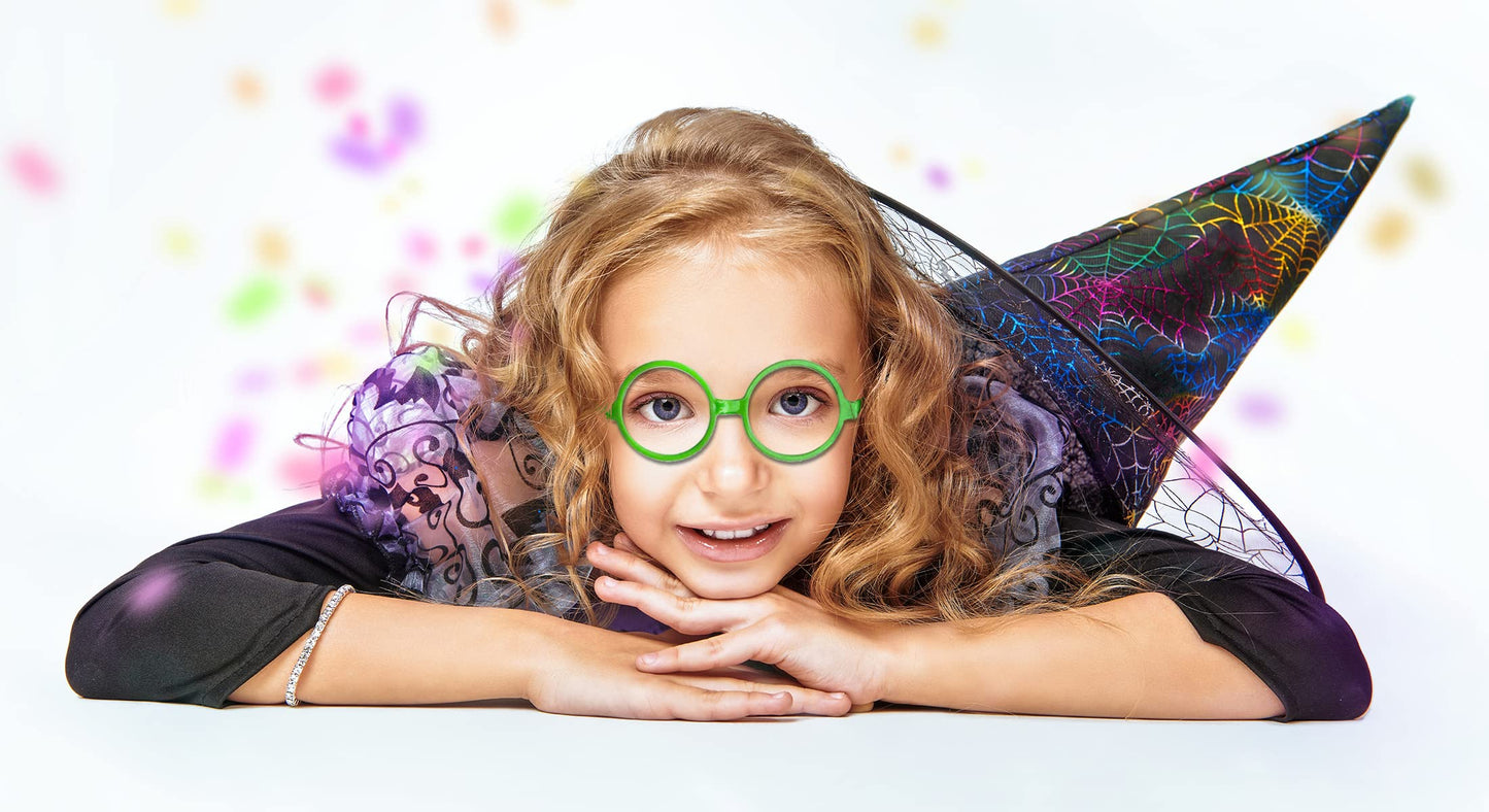 Pack of 6, Children Kids Nerd Fake Glasses No Lens Small Frame Round Eyeglasses Costume Pretend Play (Age 3-10) (Multi)