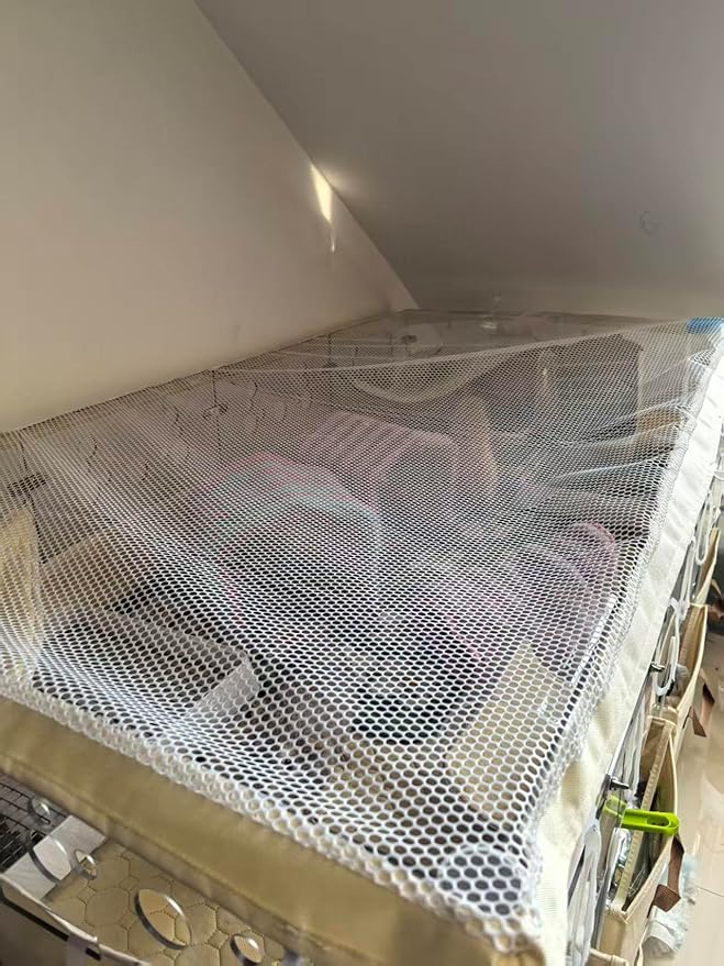 FULUE Cage Cover, Ventilated Mesh Top for C&C Midwest Guinea Pig Cage, Breathable & Escape-Proof Small Animal Enclosure Lid with Secure Clips for Rabbits(Not Include cage) (24inx47in Cage Cover)