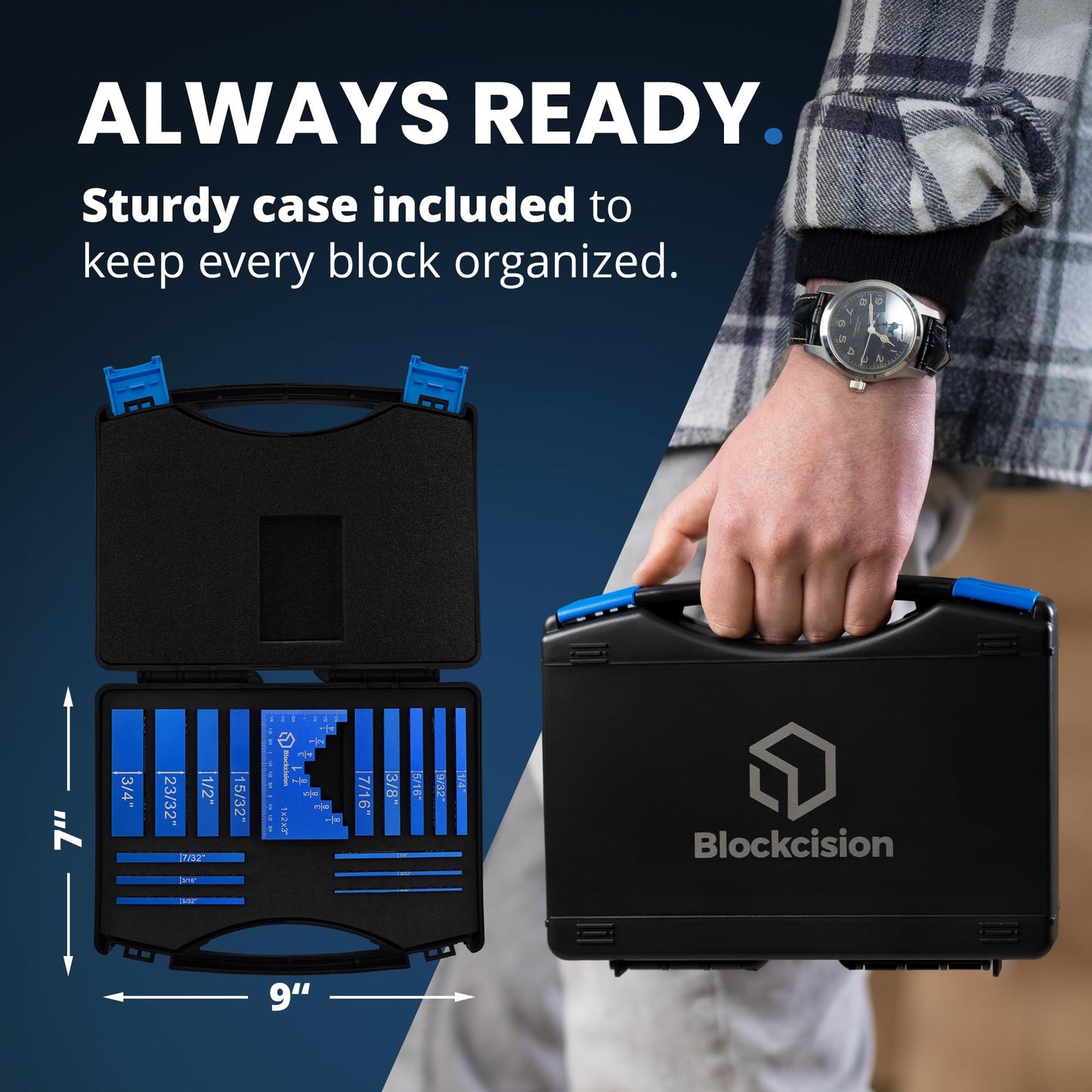 ELEON Blockcision Setup Blocks Woodworking Tools 16 PCS - Height Gauge Set with Easy Spacer Block - Stepped Level Design - Precision Ruler-Marked Setup Bars for Router Table Saw Accessories with Case