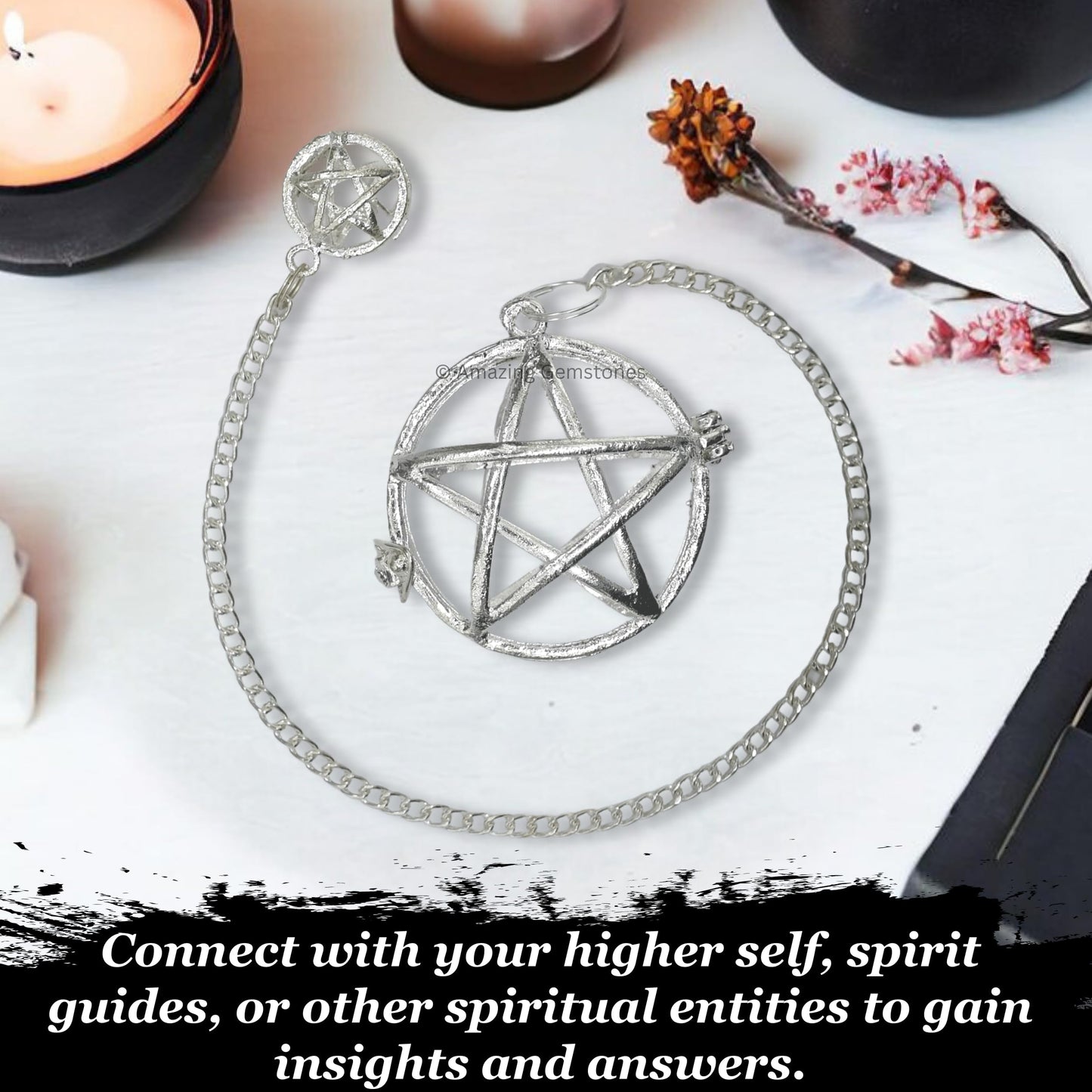 Healing Metal Pendulums for Divination, Silver Circular Star Cage Openable Steel Copper Pendulum High Energy Pendulo de Bronce Pendulos de Mesa MP76