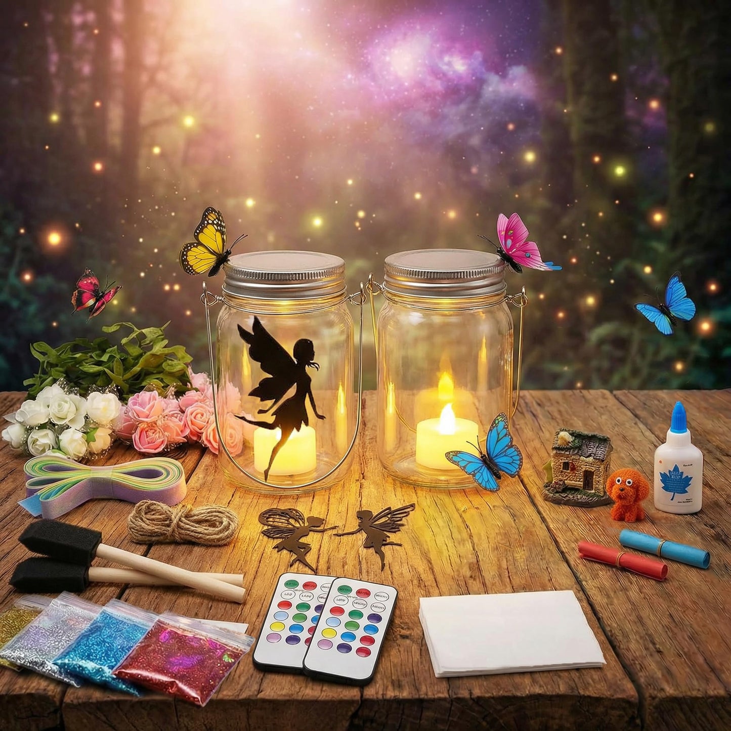 Alritz Fairy Lantern Craft Kit, Gifts for Kids Girls, Remote Control Mason Jar Night Light, DIY Garden Decorations Art Project Ornaments, Creative Activities Birthday Ages 4 5 6 7 8 9 10 11+
