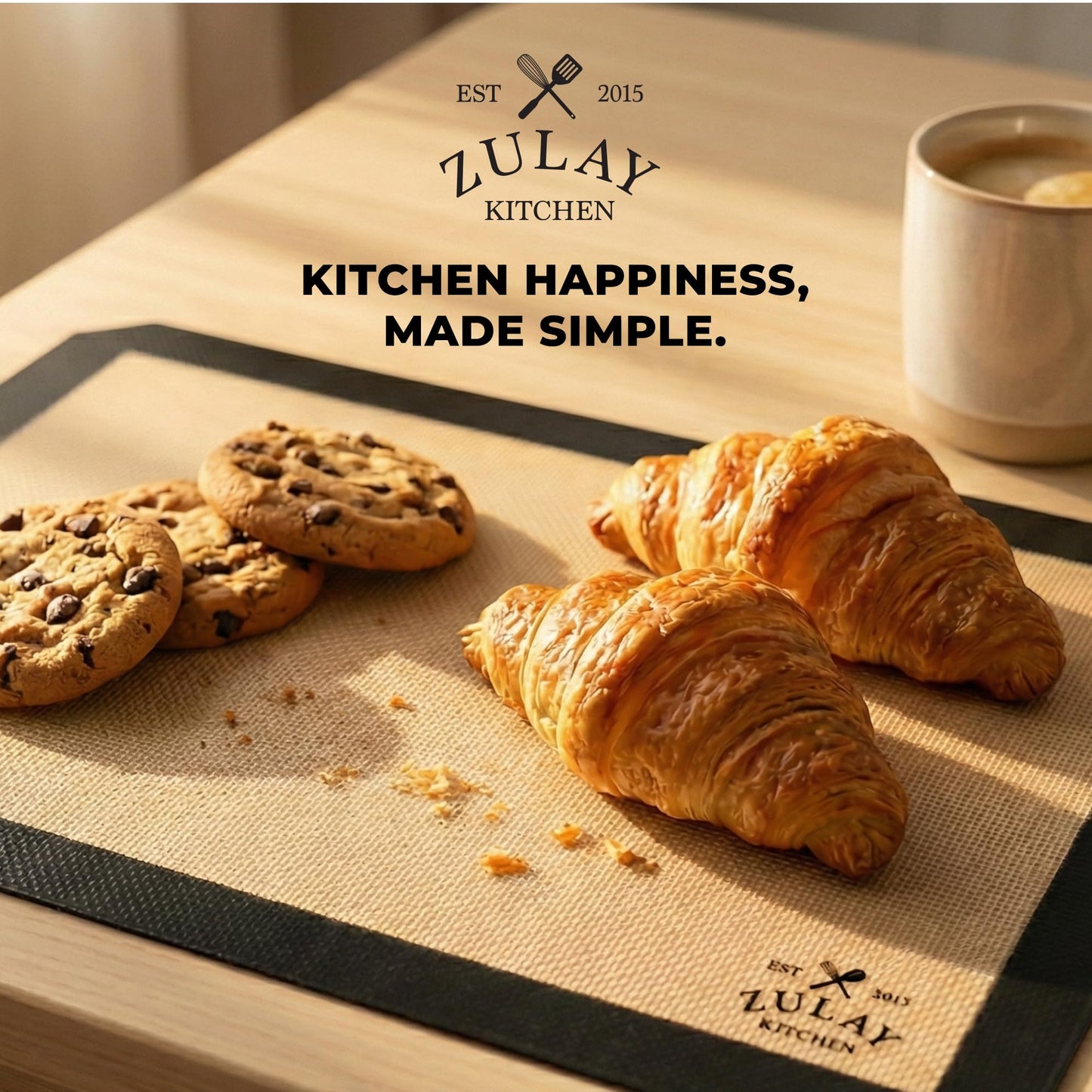 Zulay Kitchen Silicone Baking Mat Set – 2-Pack 16.5″ × 11.6″ Reusable Non-Stick Silicone Baking Sheets, Food-Safe, Heat-Resistant up to 250°F – Perfect for Cookies, Pastries & Oven Use (Dark Gray)