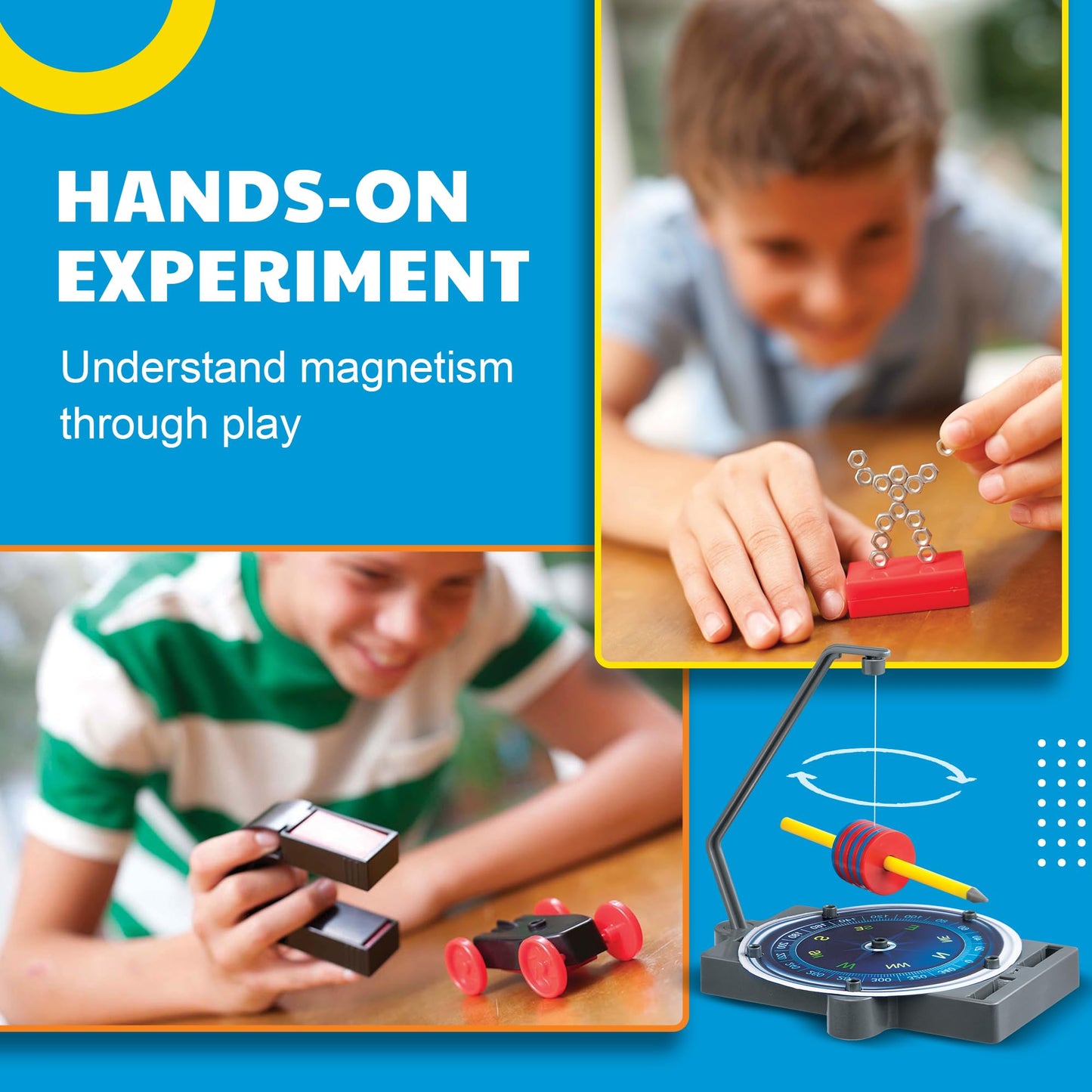 4M - STEAM Magnet Exploration - Hands-On Science Kit with Magnetic Toys Experiments for Kids Ages 5+ - Includes Magnet Toys Wand, U-Shaped Magnet, More - Educational STEM Toy GIF, Magnet Science Kit
