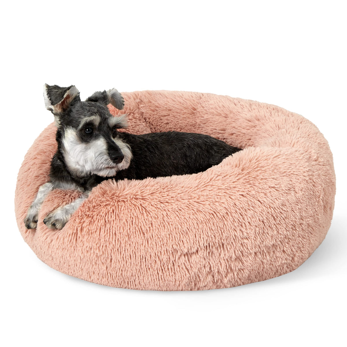 Bedsure Calming Small Medium Dog Bed Donut Washable Puppy Bed,27ins Black
