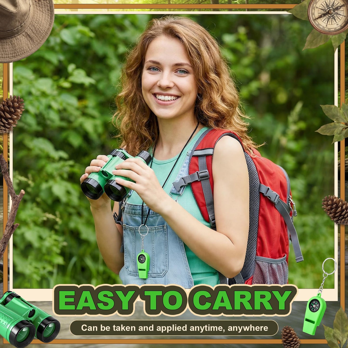 Sabary 12 Set 72 Pcs Explorer Kit Bug Catching Kit for Outdoor with Binoculars, Butterfly Net, Magnifying Glass, Compass Whistle, Tweezers and Observation Box for Outdoor Hiking Wilderness Adventure
