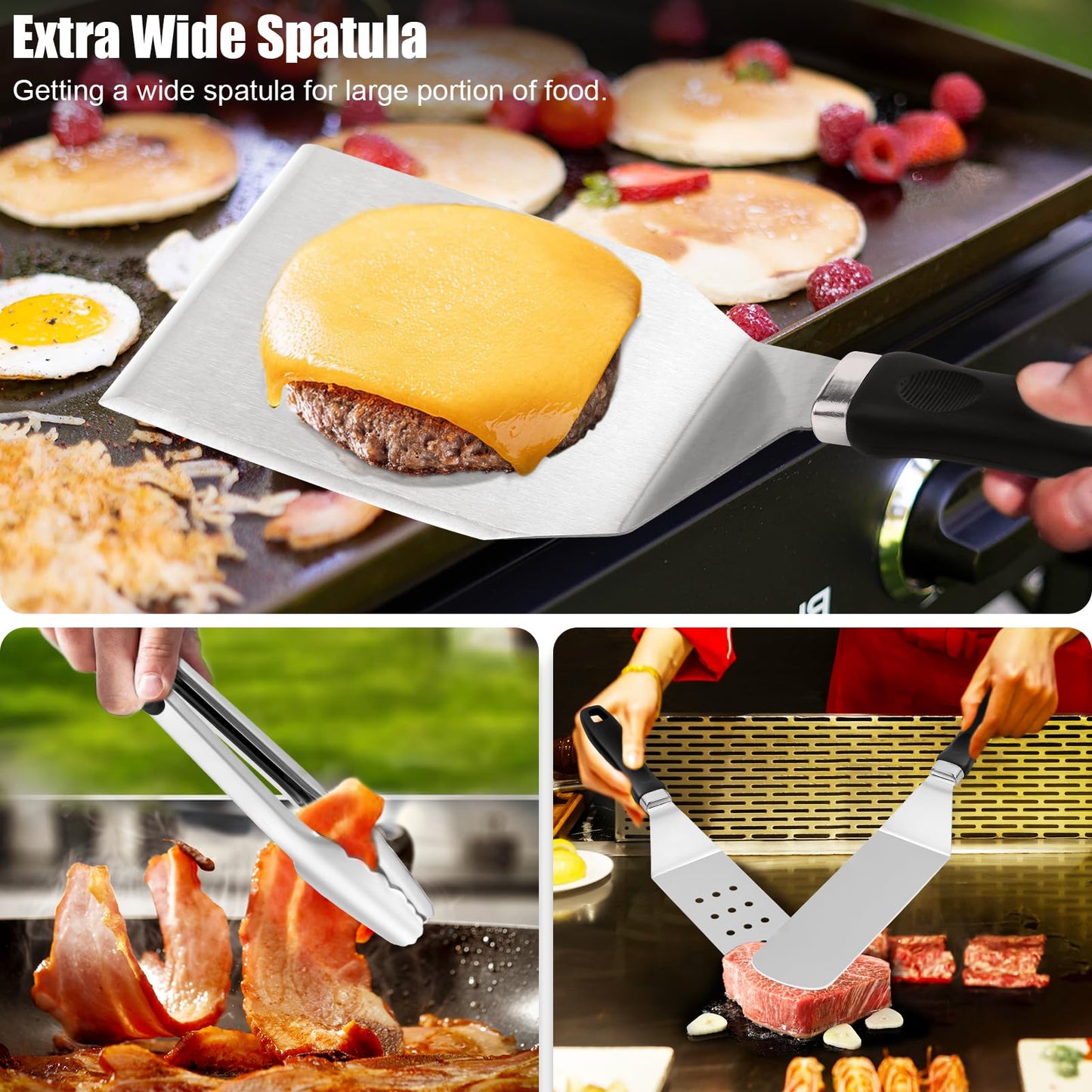 Grilliance 27pcs Griddle Accessories Kit for Blackstone, Professional Hibachi Flat Top Grill Tools, Enlarged Spatula Gift Set with Basting Cover,Burger Press Patty Maker for Outdoor BBQ Teppanyaki