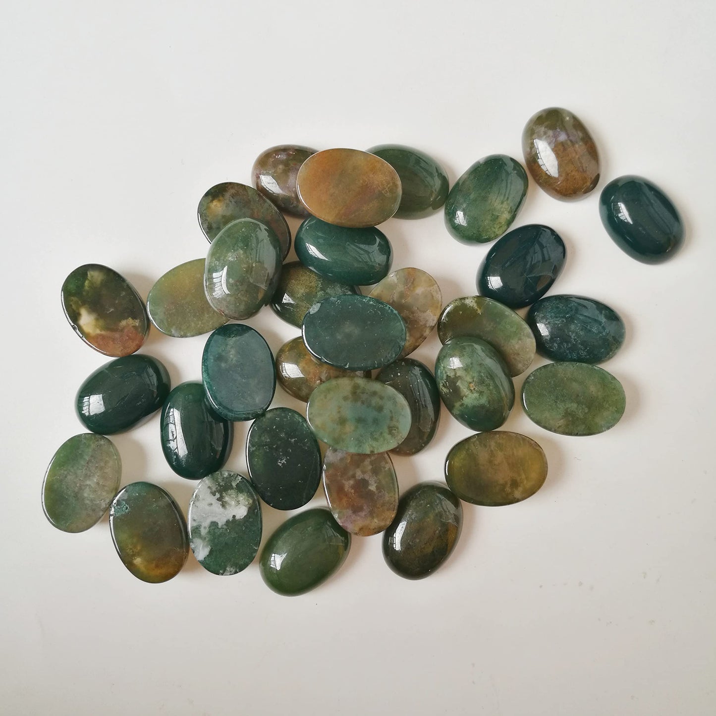 Bacatgem 7 Pcs India Agate Oval Cabochons Flatback Crystal Stone Gemstones Beads for Jewelry Making DIY,18x13mm