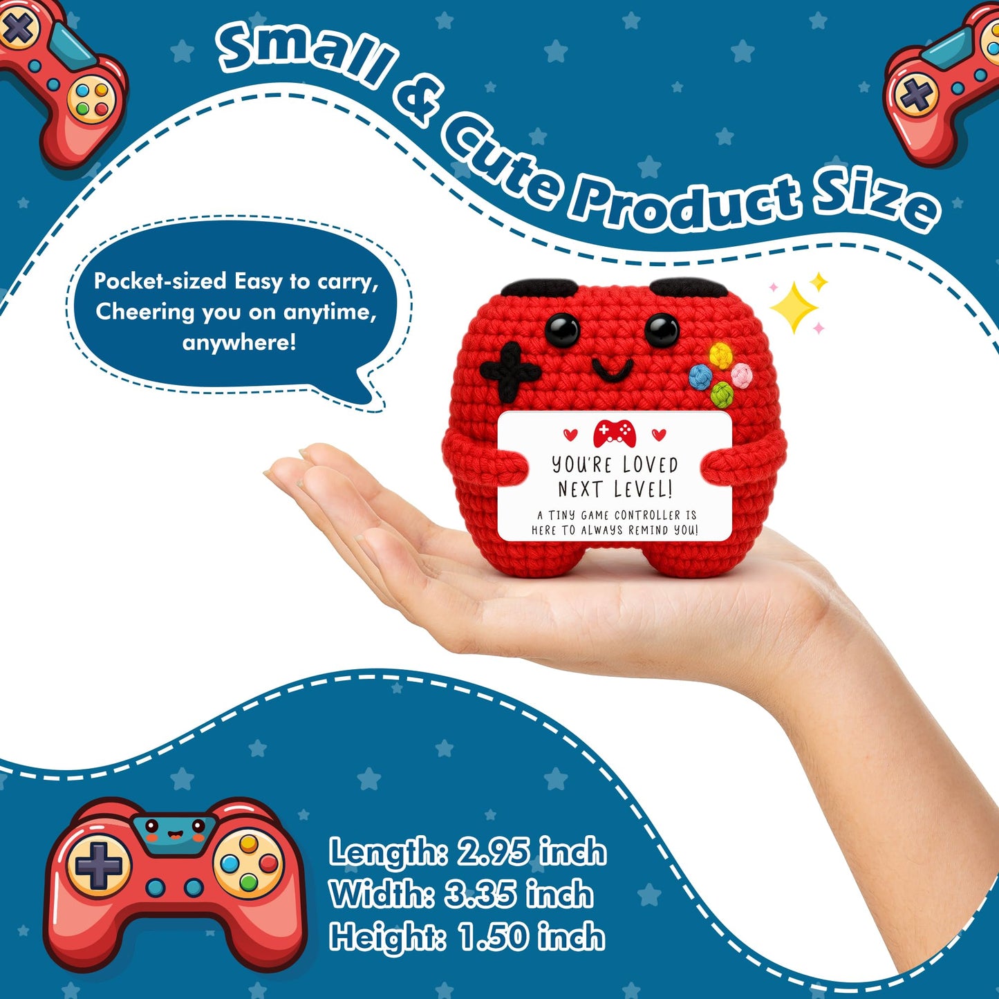 Handmade Crochet Game Controller Gifts, Gift for Husband Wife Anniversary, Birthday Gifts for Him Her, Fun Romantic Gift for Boyfriend or Girlfriend, Gaming Room Desk Décor