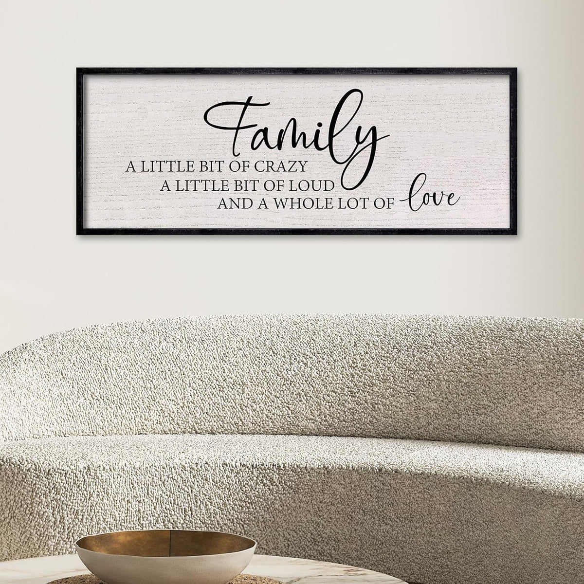 LuZhiQiang Family A Little Bit of Crazy Sign Wall Decor 40"x15" Large Family Signs Wood Framed Hanging Wall Art (Black)