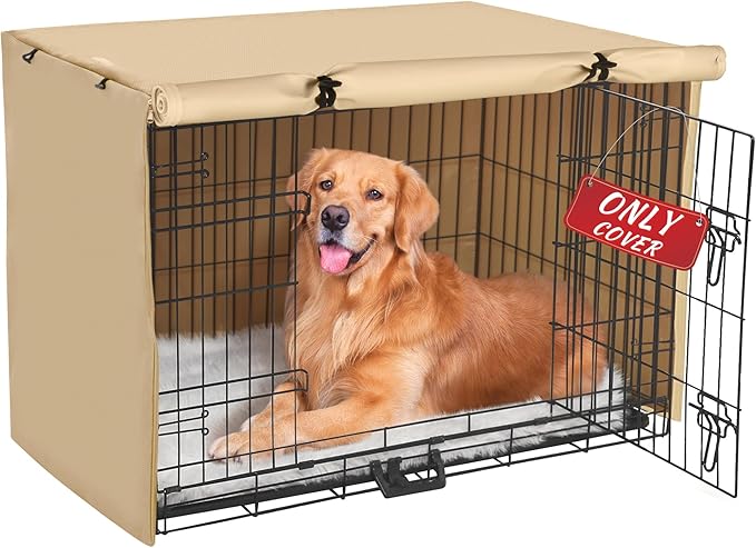 Akinerri Dog Crate Cover, Double Door Waterproof Kennel Cover, 24 in Grey