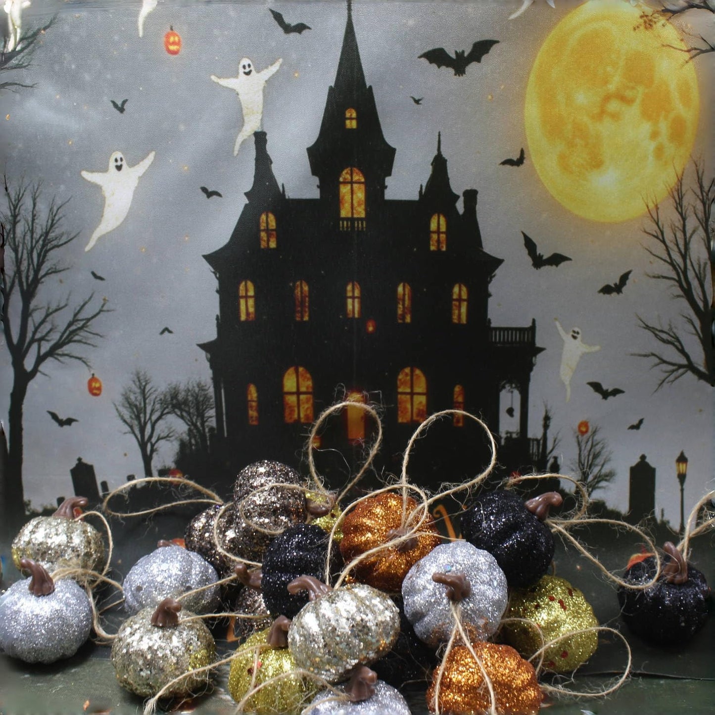 Fall Pumpkin Ornaments, 30Pcs Hanging Pumpkins Thanksgiving Tree Decorations, 1.4" Mini Pumpkins Farmhouse Fall Ornaments for Small Tree for Autumn Thanksgiving Halloween Christmas Harvest (30Pcs)